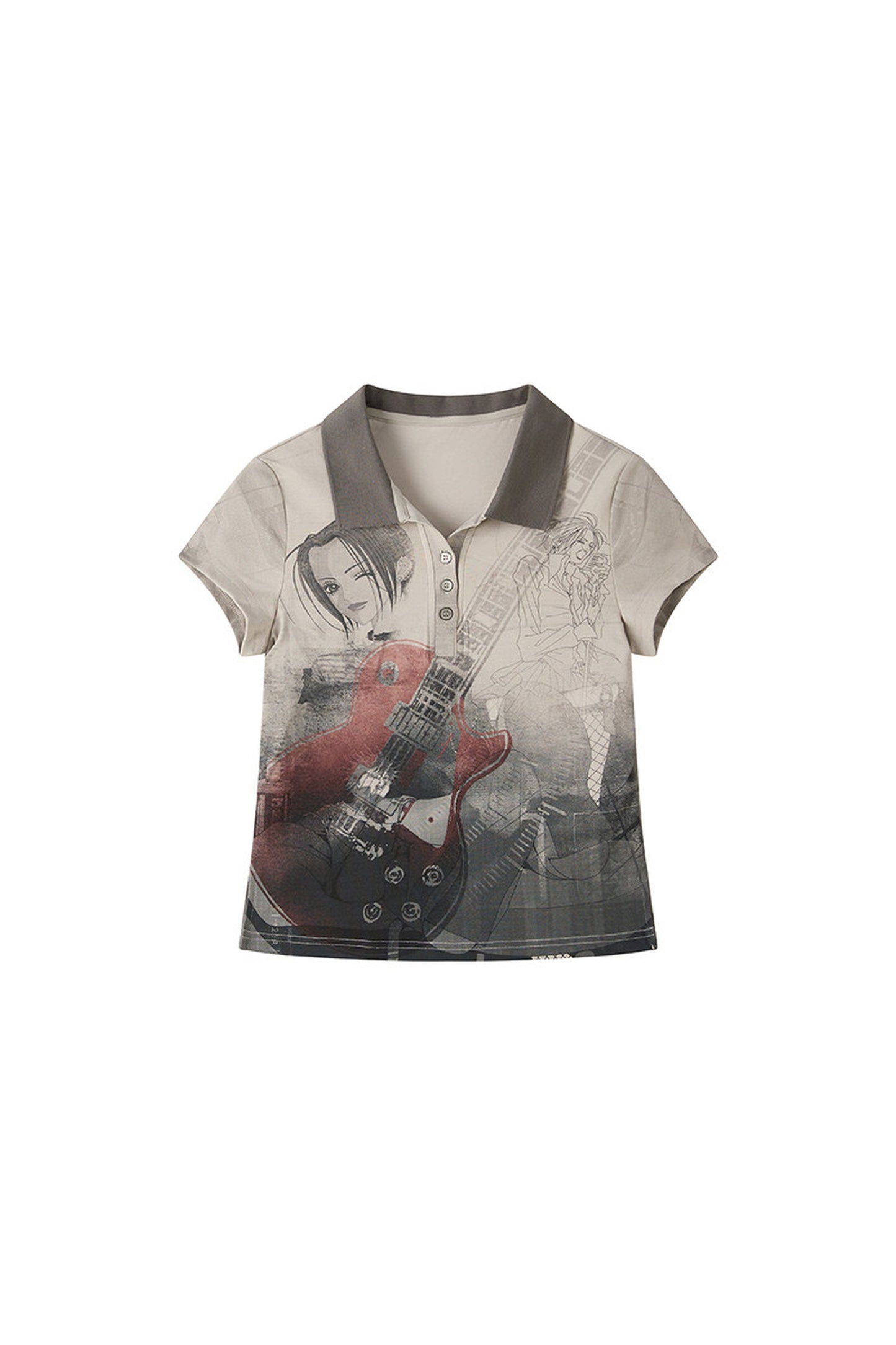Distressed Portrait V-Neck Top