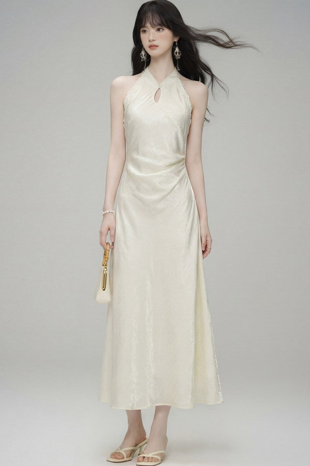 Chinese Style Jade Lace Cheongsam Dress