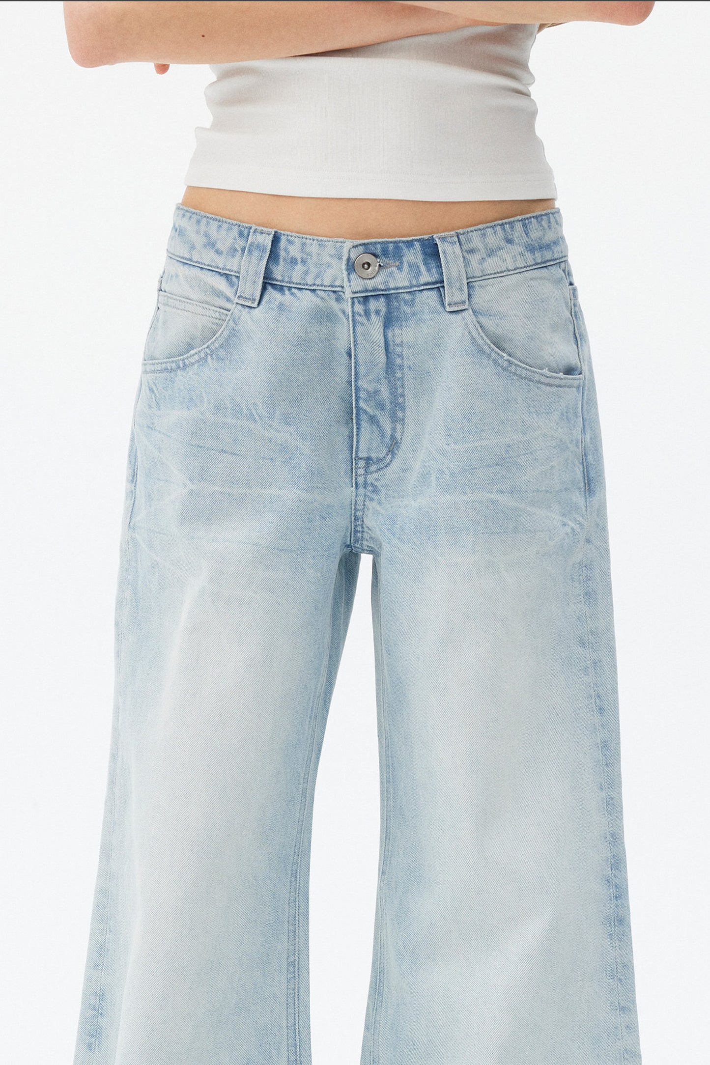 Light Blue Wide-Leg Denim Pants