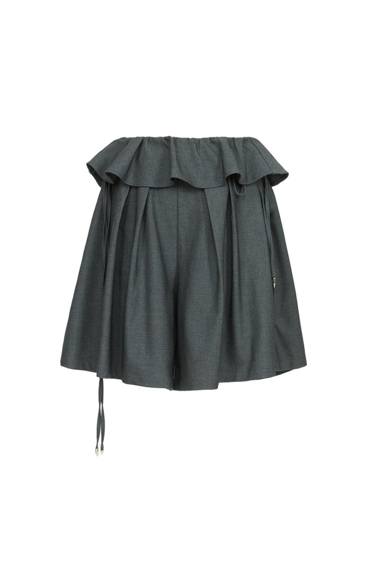 Braune Shorts mit weitem Bein und Rüschenbund
