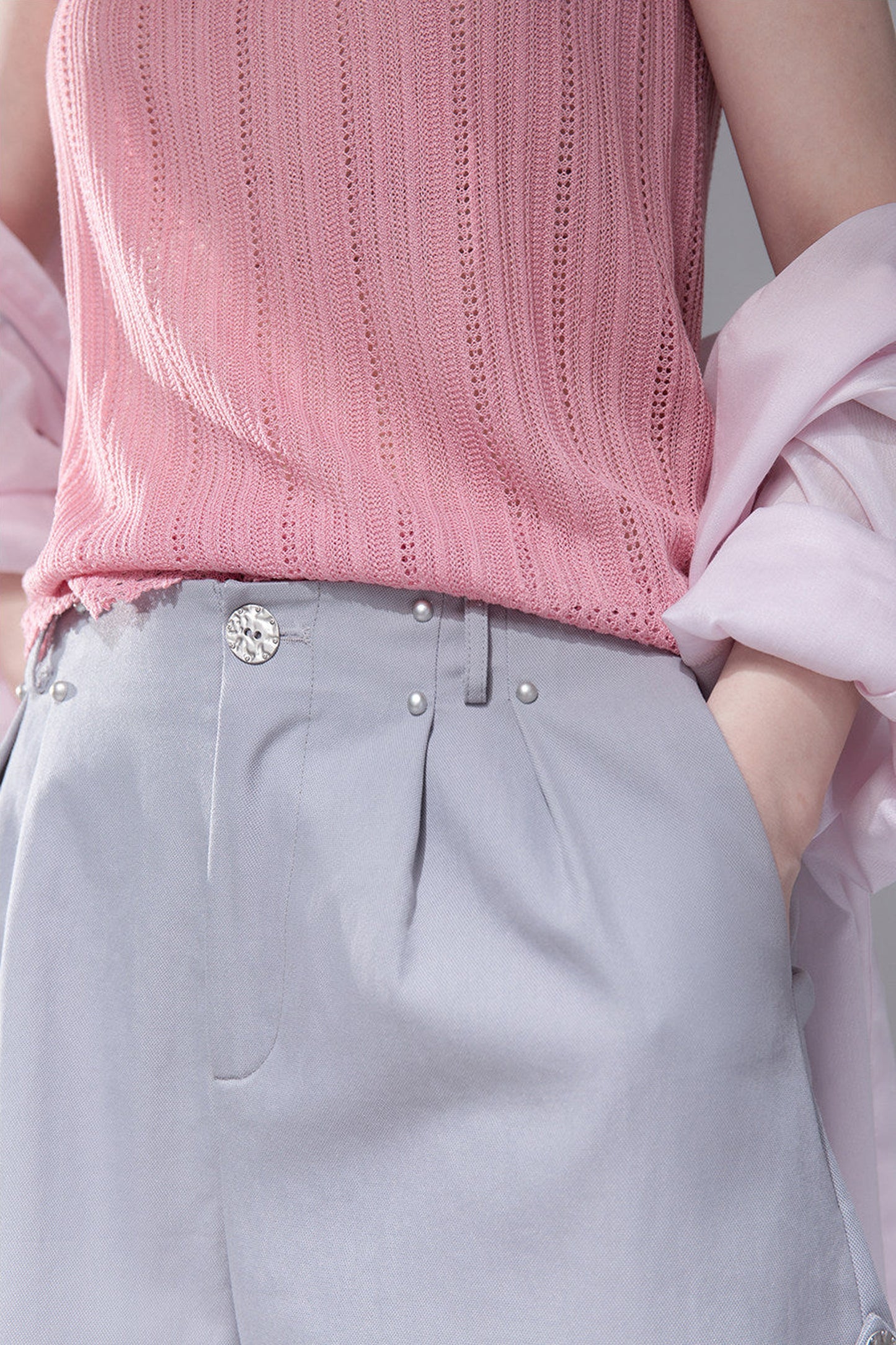 Fog Gray Wide-Leg Shorts