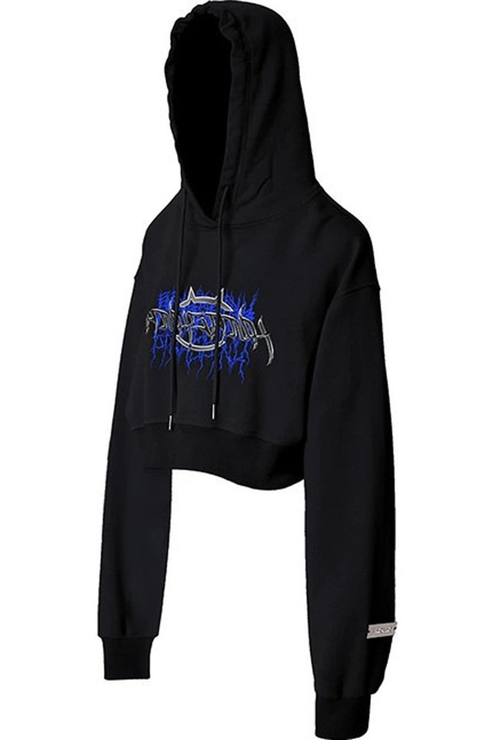 Thorn Print Open Back Cropped Hoodie
