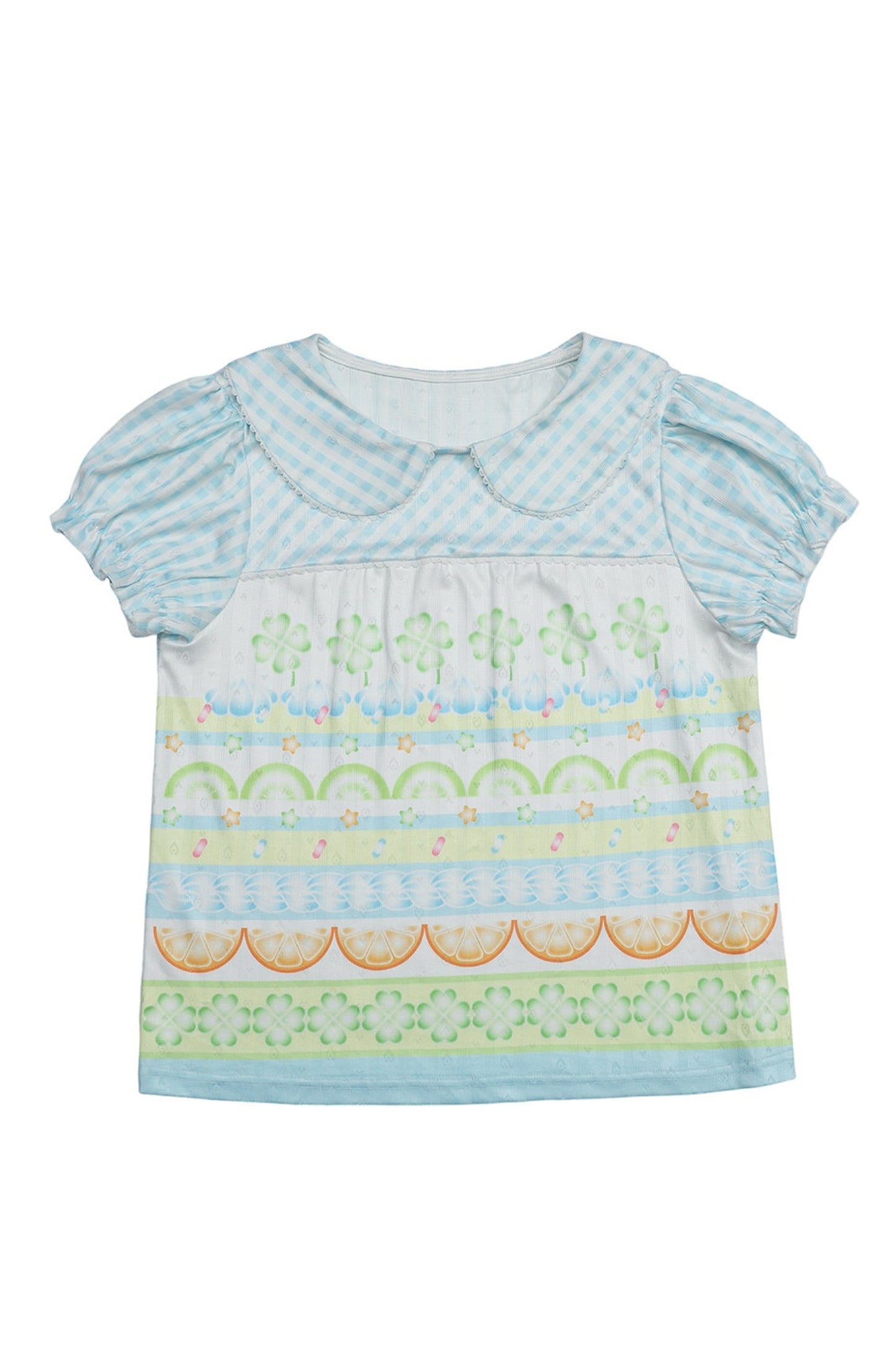 Strawberry Lime Clover Print Cotton T-Shirt
