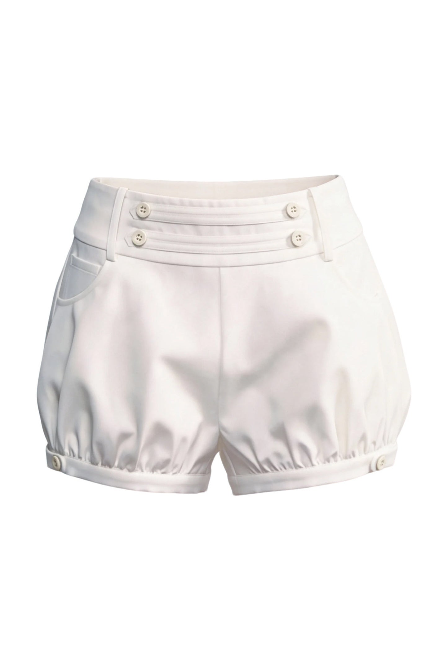 French Retro Buttoned Lantern Shorts