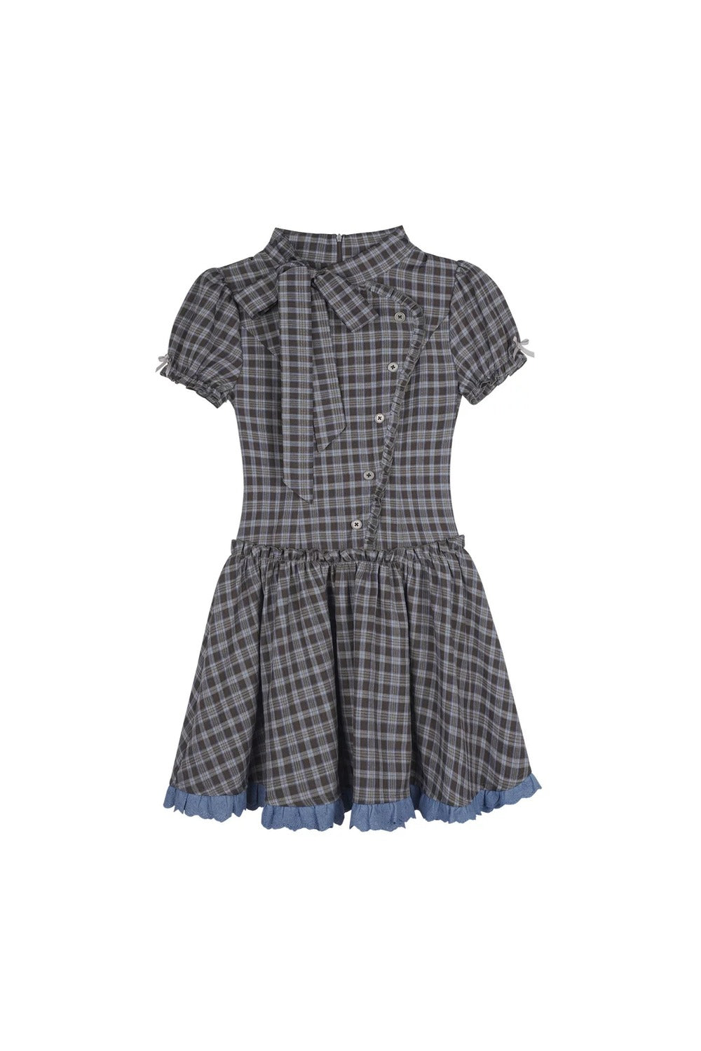 Retro Plaid Bow Dress