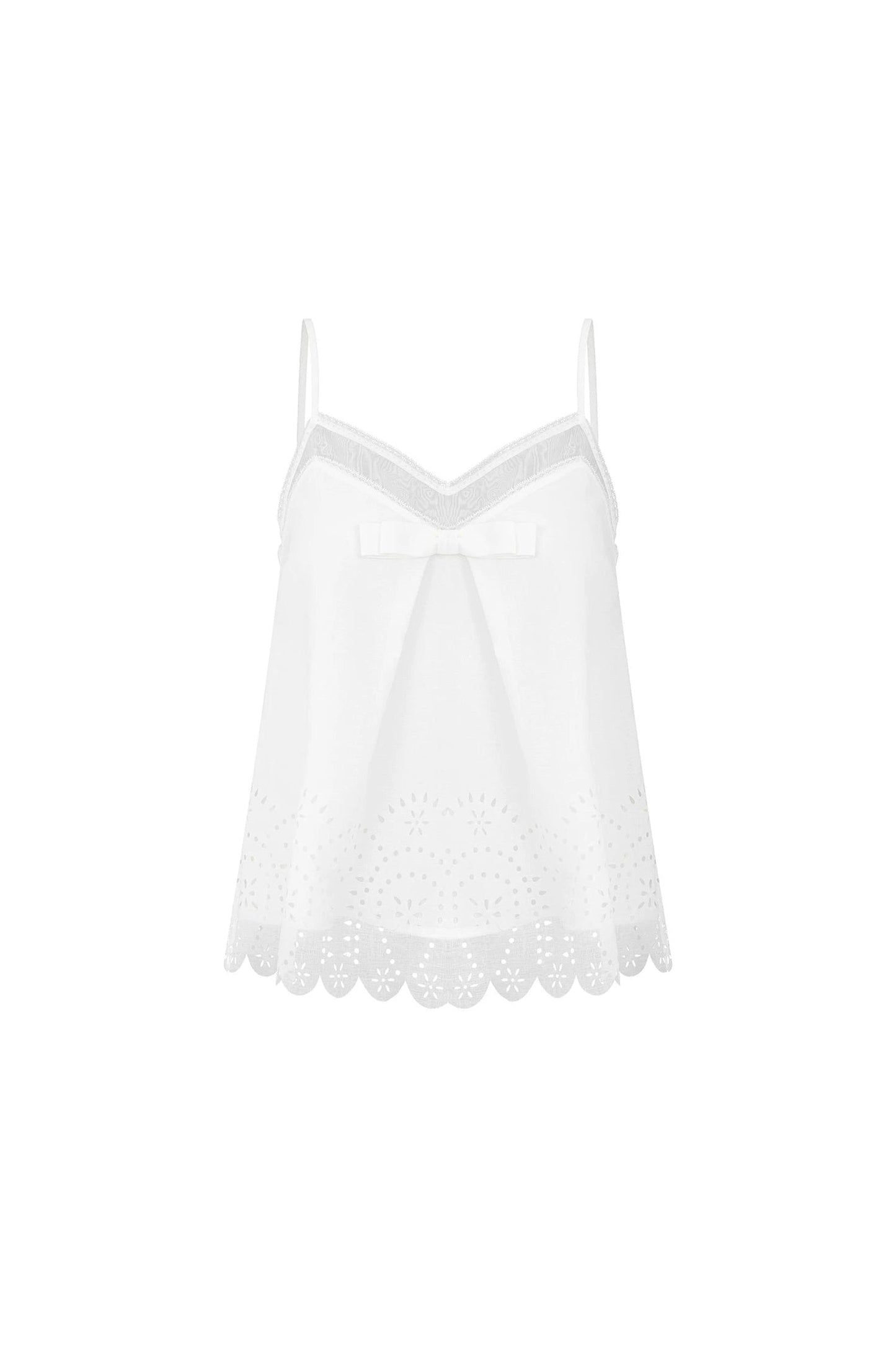 Hollow-Out V-Neck Bowknot Lace Camisole