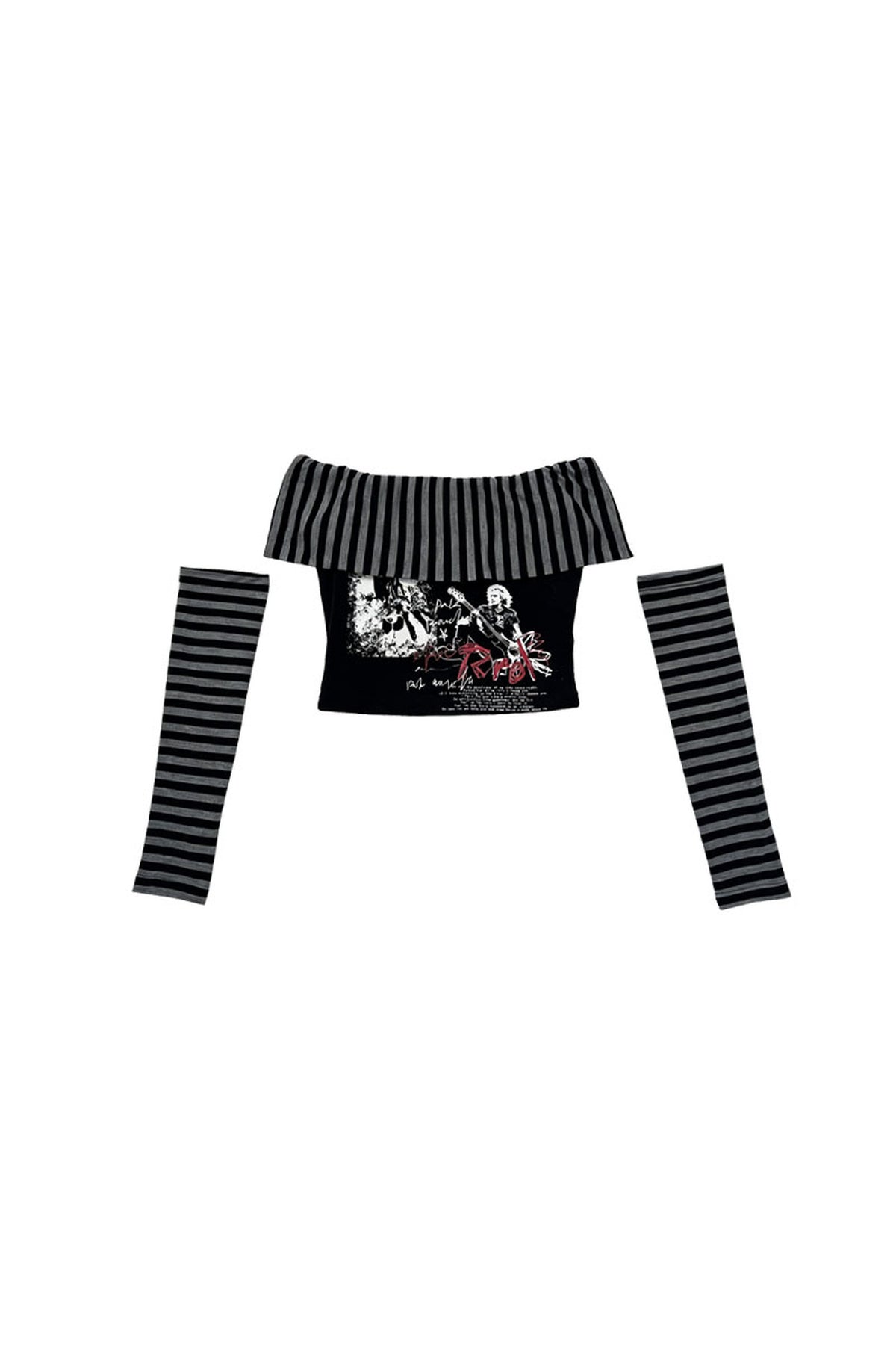 Punk Printed Off-Shoulder Top