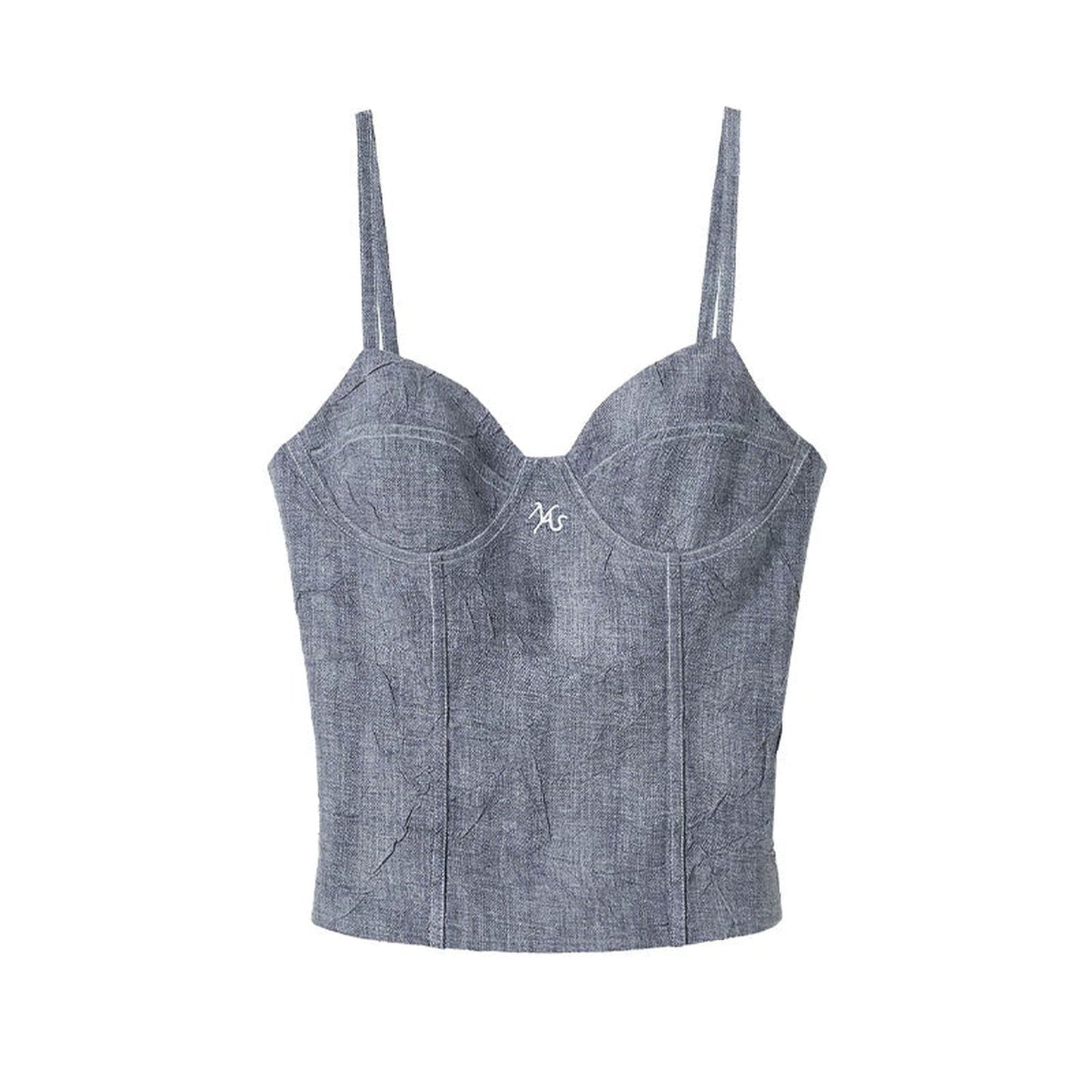 Denim Pleated Camisole Top