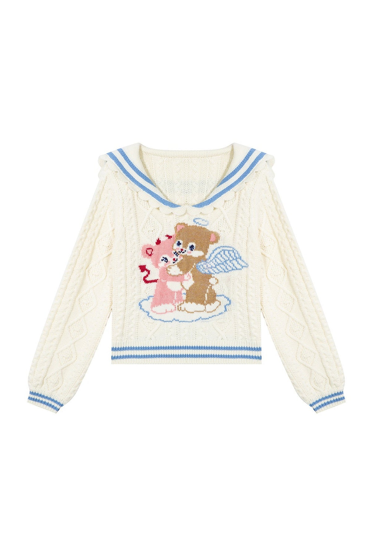Heart Bear Knit Sweater Skirt Set-Up