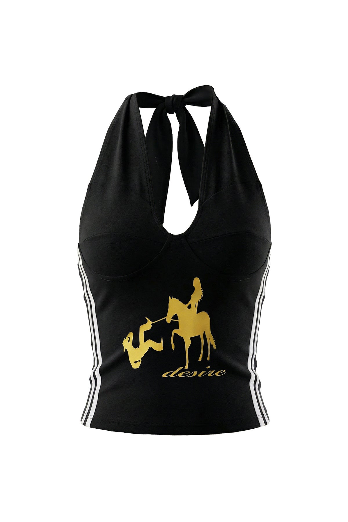 Gold Horse Striped Halter Camisole