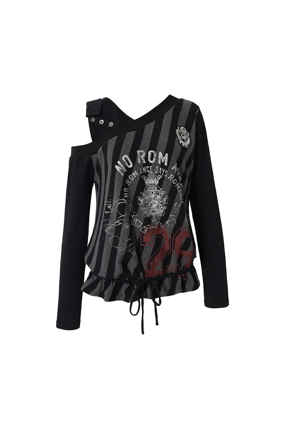 One-Shoulder Layered-Look Print Sweatshirt