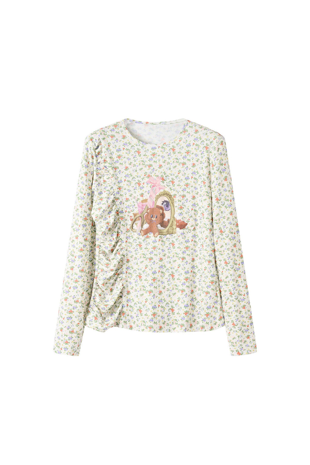 Beige Floral Bear Long Sleeve T-Shirt