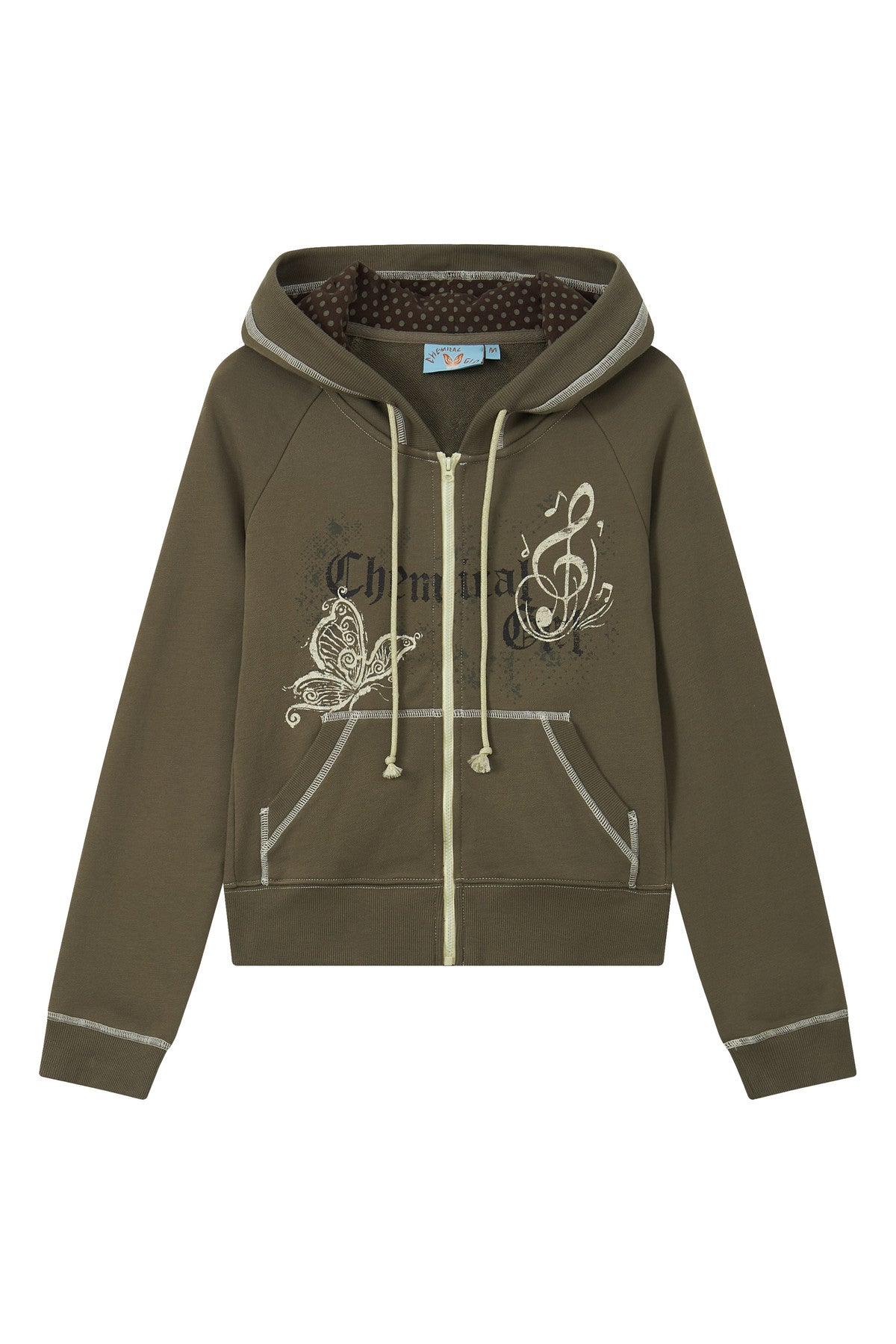 Butterfly Print Cotton Hooded Cardigan