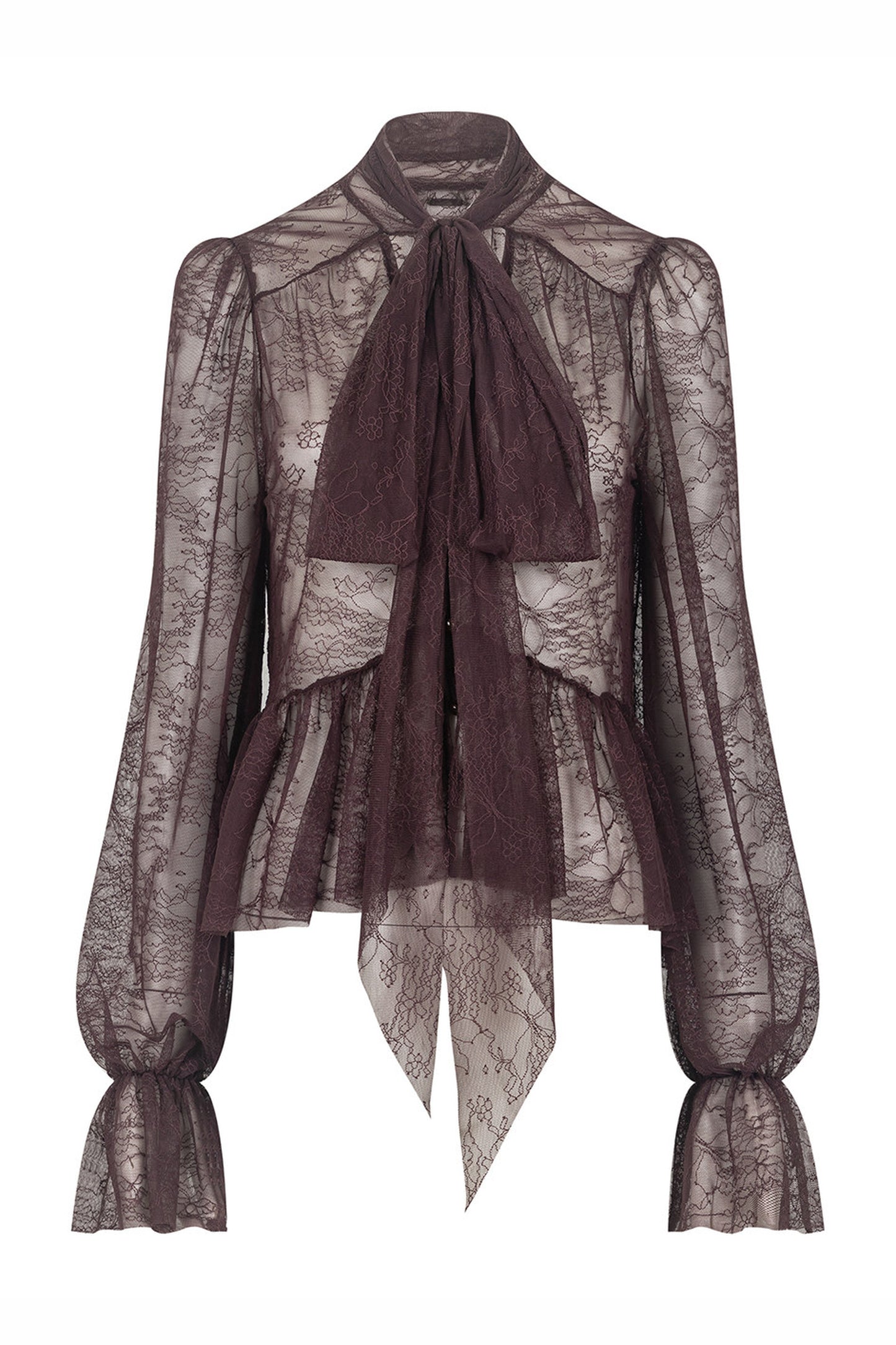 Tie-Neck Lace Blouse