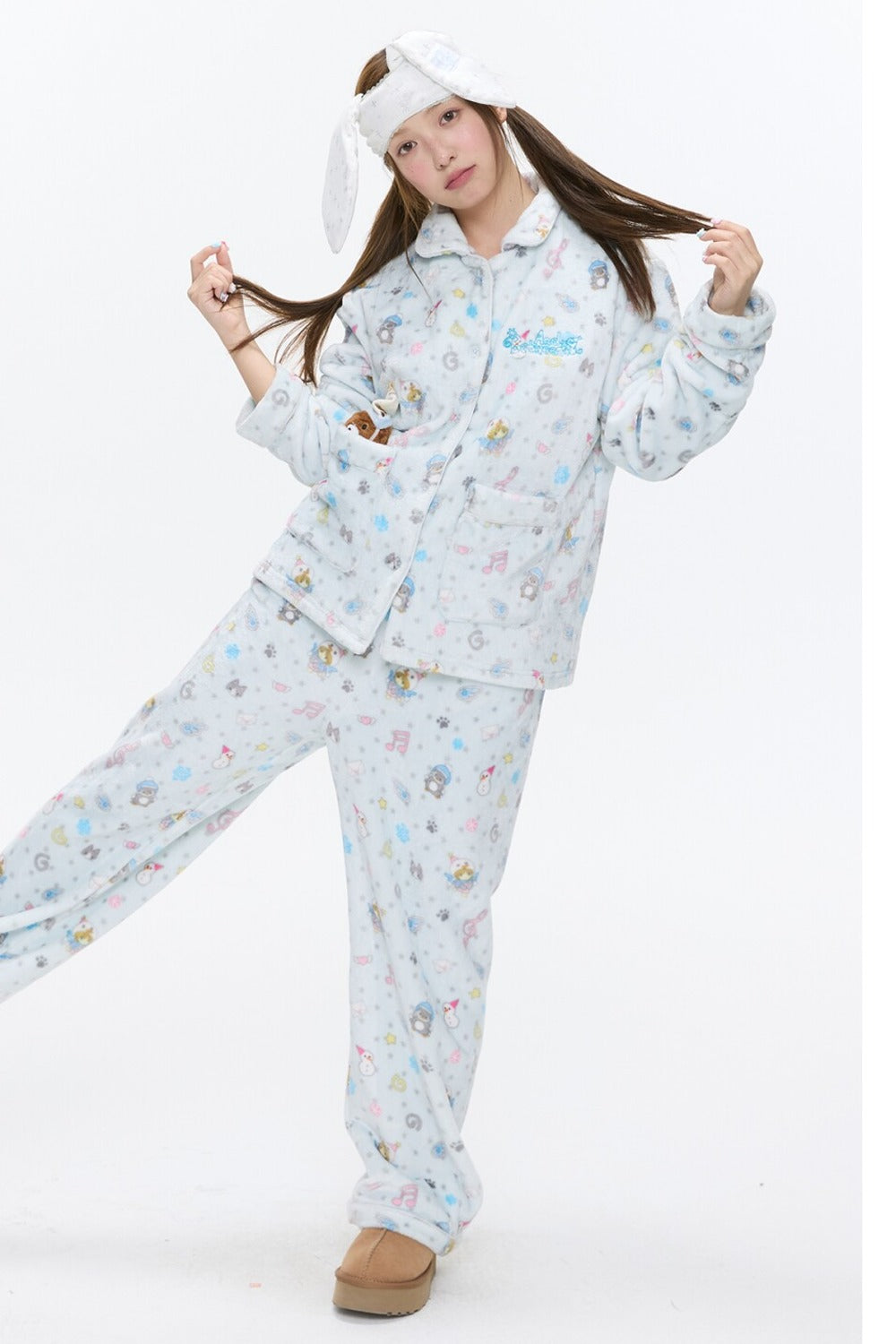Octopus Print Flannel Pajama Set
