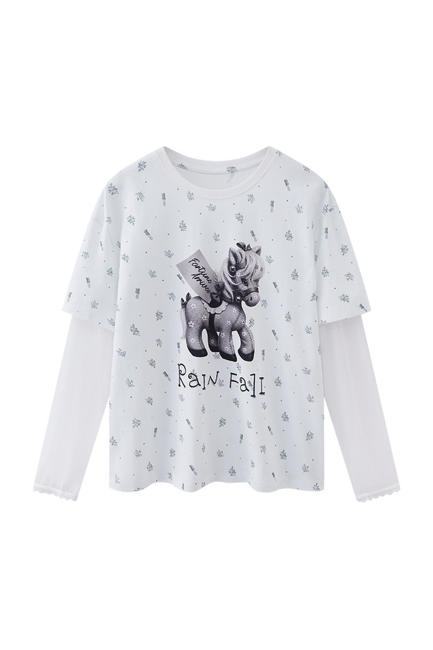Floral Print Pony Layered Blouse