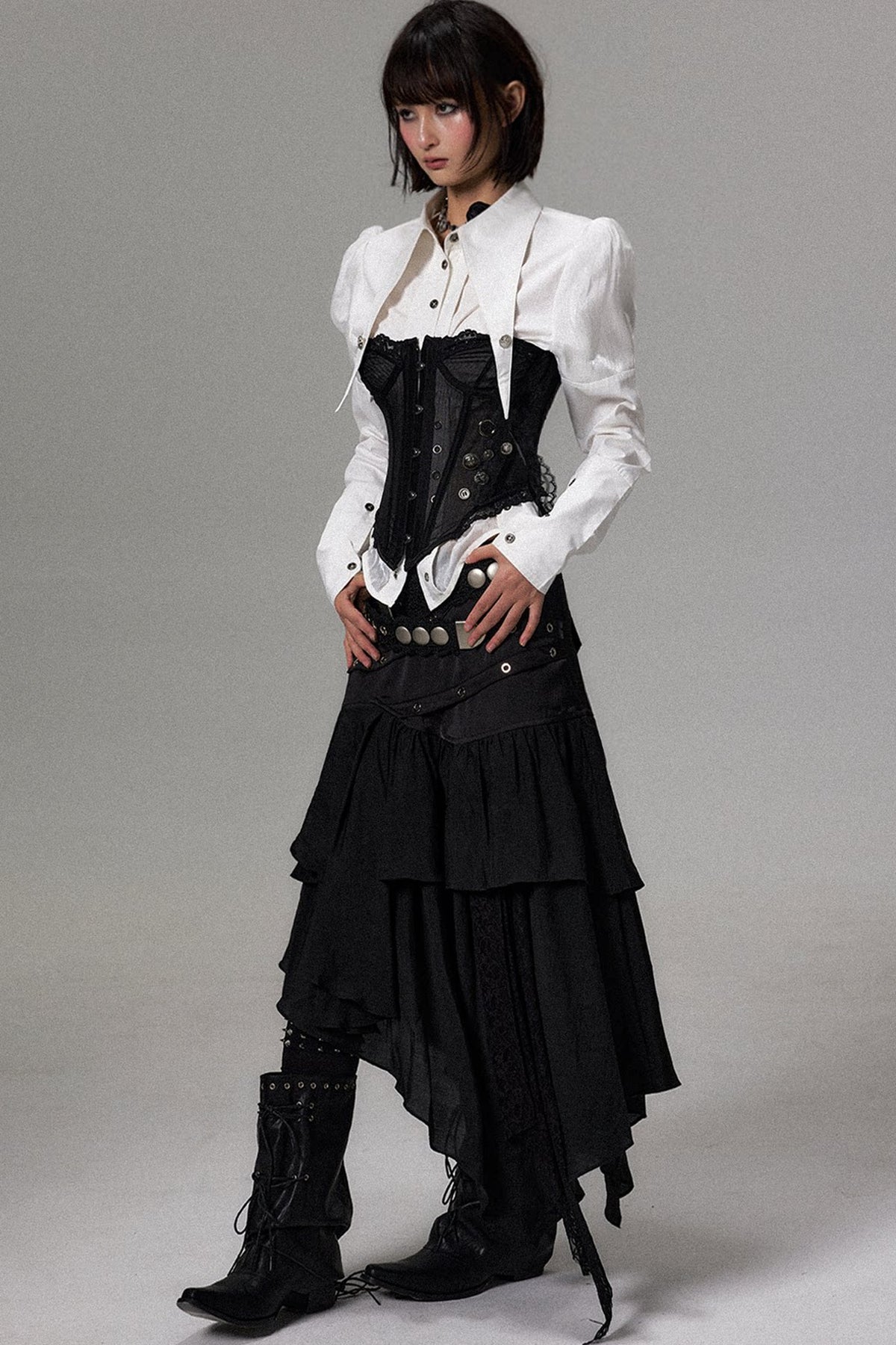 Dark Court Style Mesh Corset Top