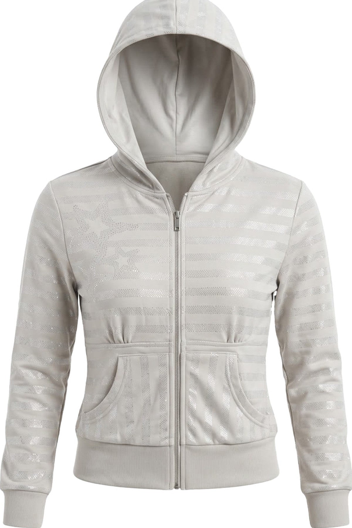 Veste à capuche rayée gris argenté
