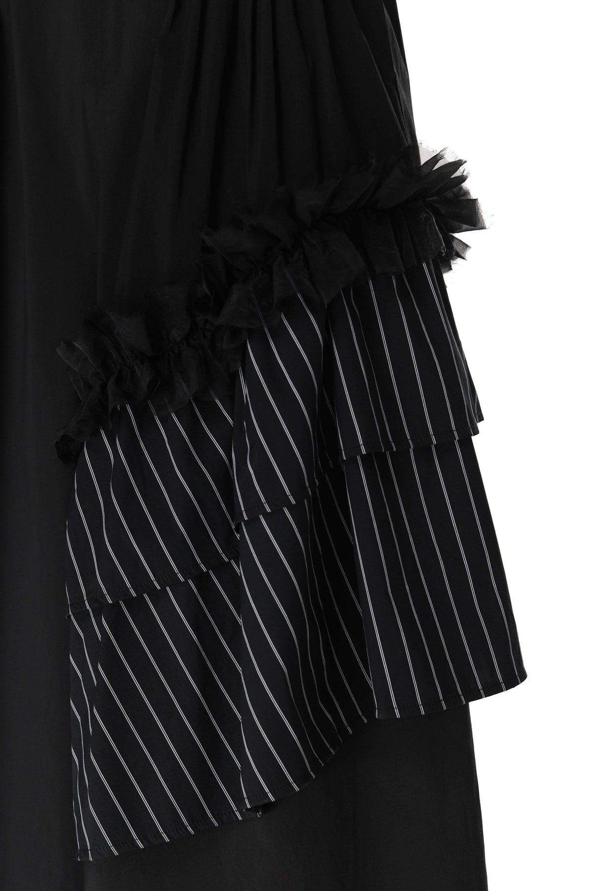Irregular Black Gauze Striped Skirt Pants