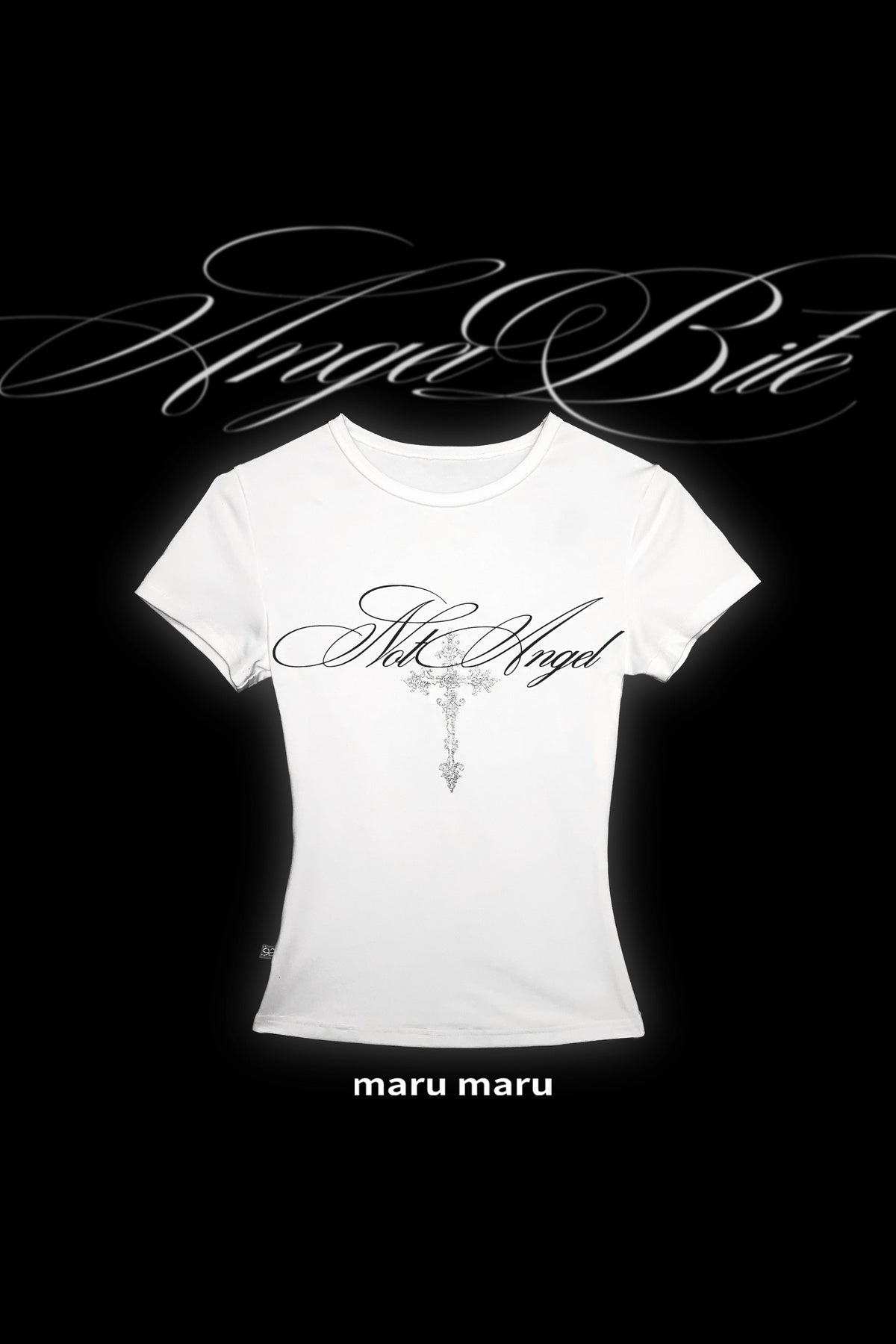 T-Shirt mit silbernem Glitzer-Kreuzprint