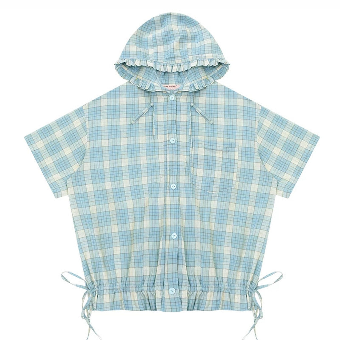 Sea Salt Plaid Hooded Blouse
