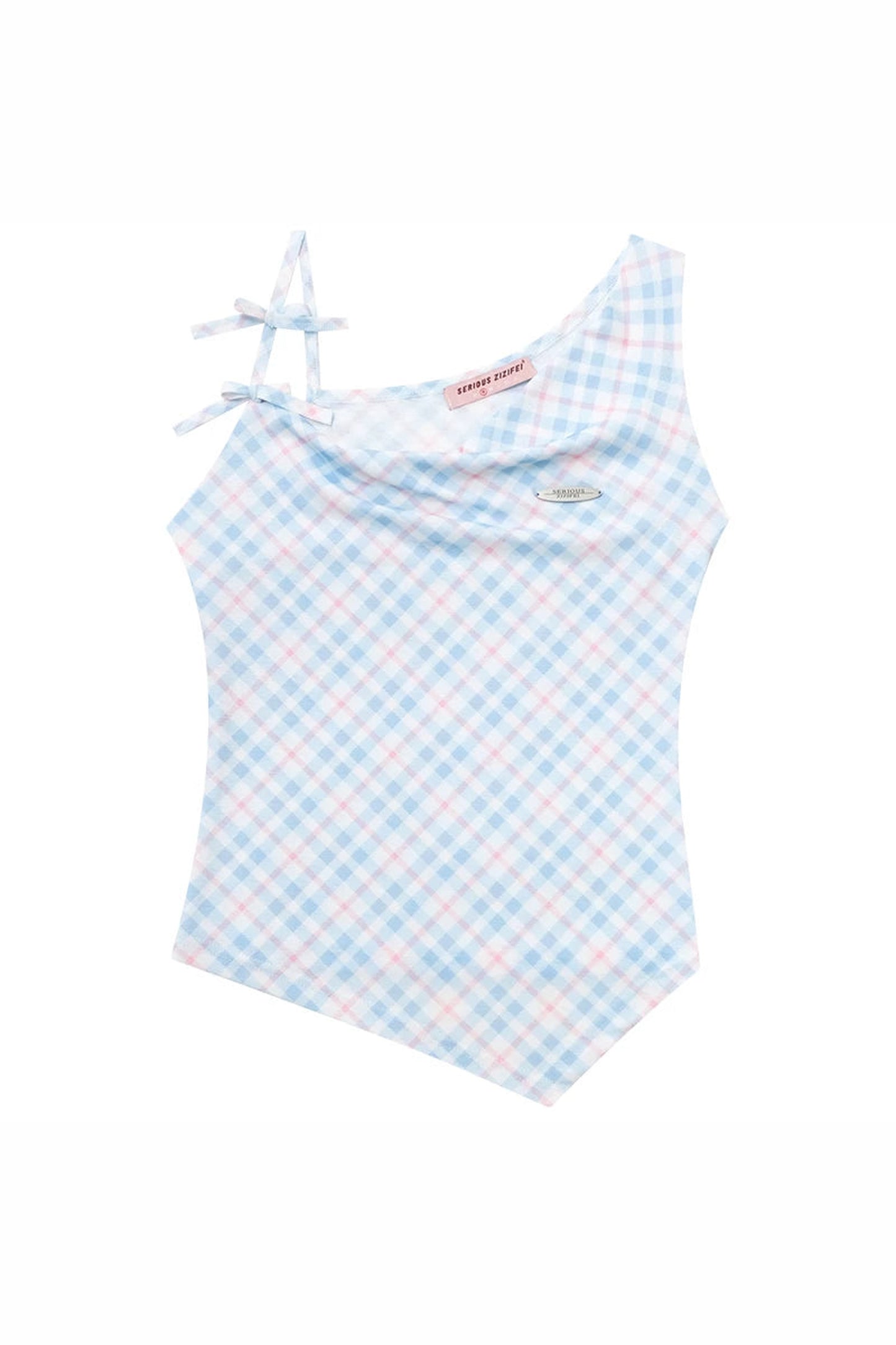 Sweetness Blue Plaid Bowknot Tank
