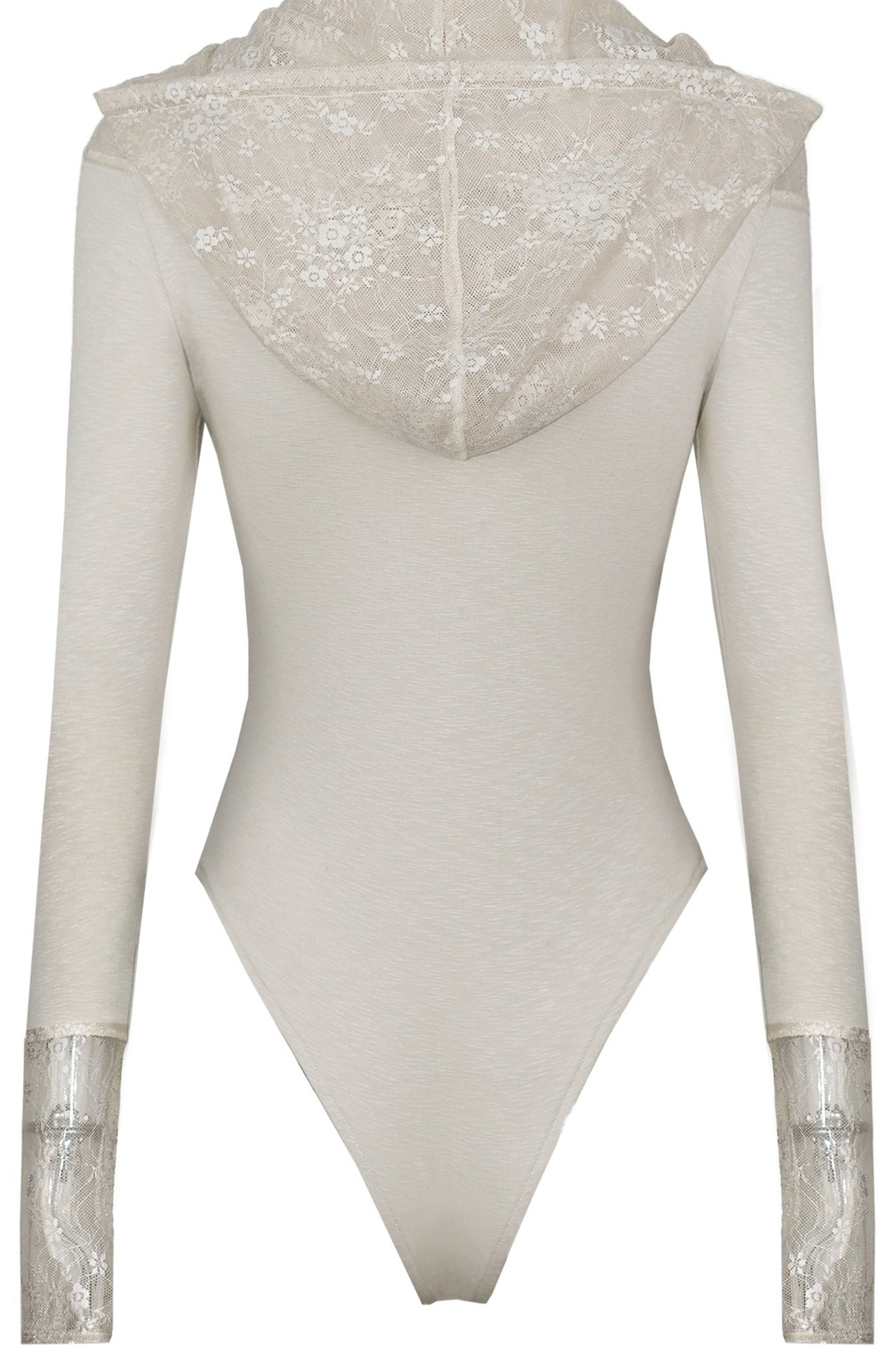 Hooded Lace Knit Patchwork Bodysuit