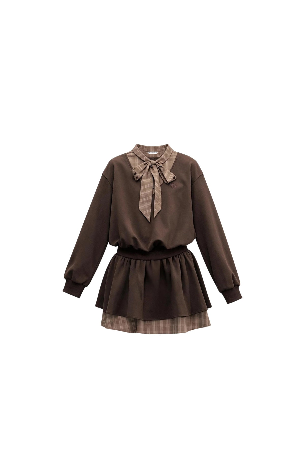 Plaid Tie Patchwork Layered-Look Dress