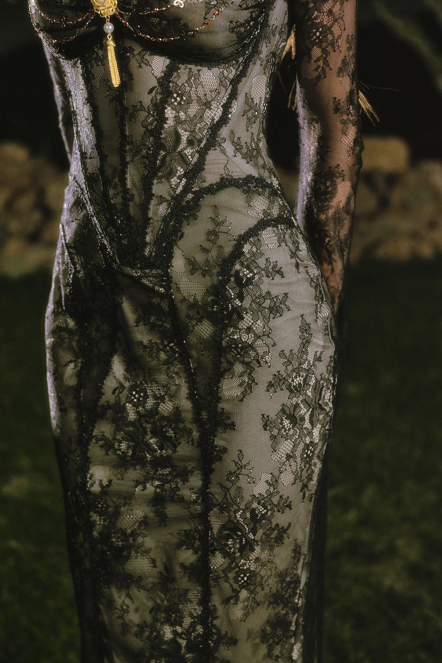 French Lace Fishtail Dress