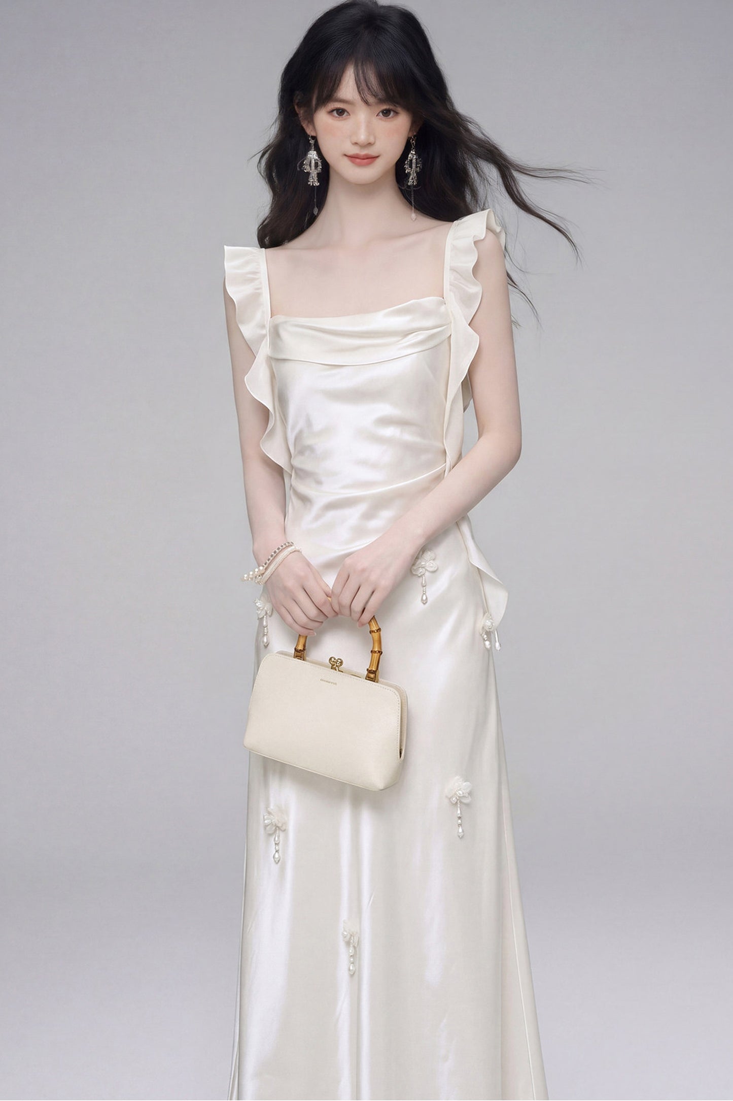 Gardenia White Satin Dress