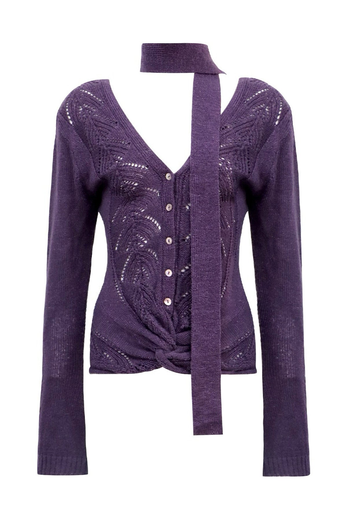 Reversible V-Neck Gold Thread Knit Sweater