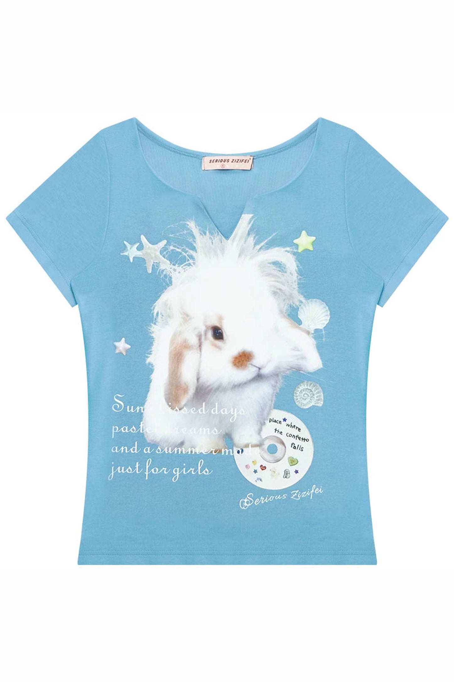 Blue Rabbit V-Neck T-Shirt