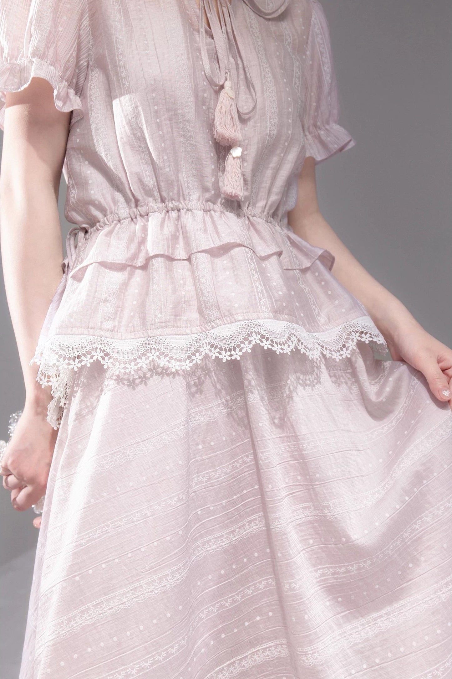 Romantic Sicily Lyocell Ruffle Collar Blouse Set-Up