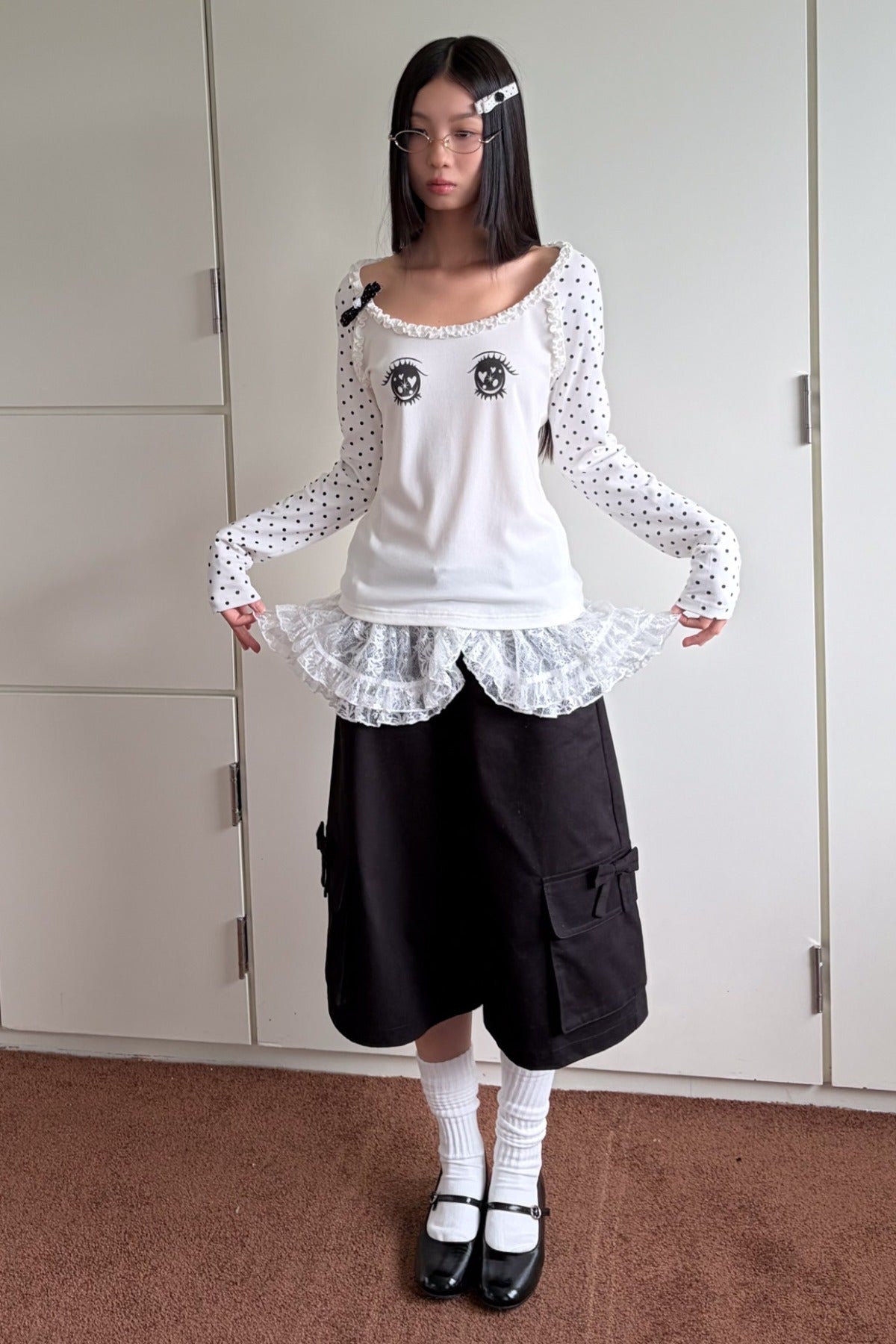 White Irregular Hem Lace Skirt