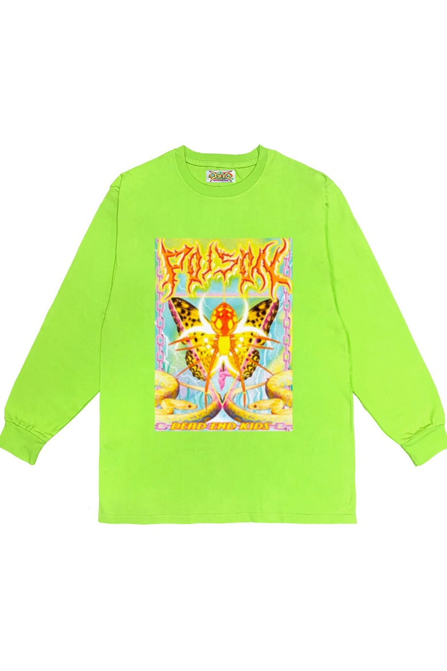 Maglietta verde fluorescente con fulmine metallico
