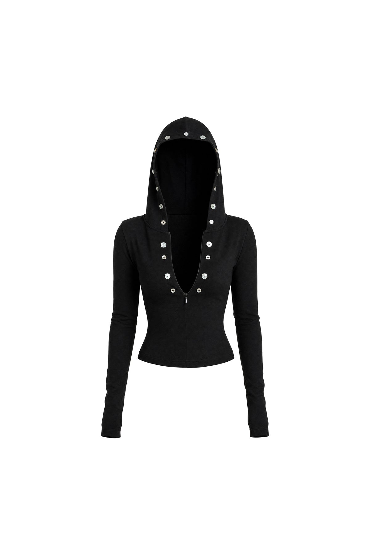 Shell Button Zip Hoodie