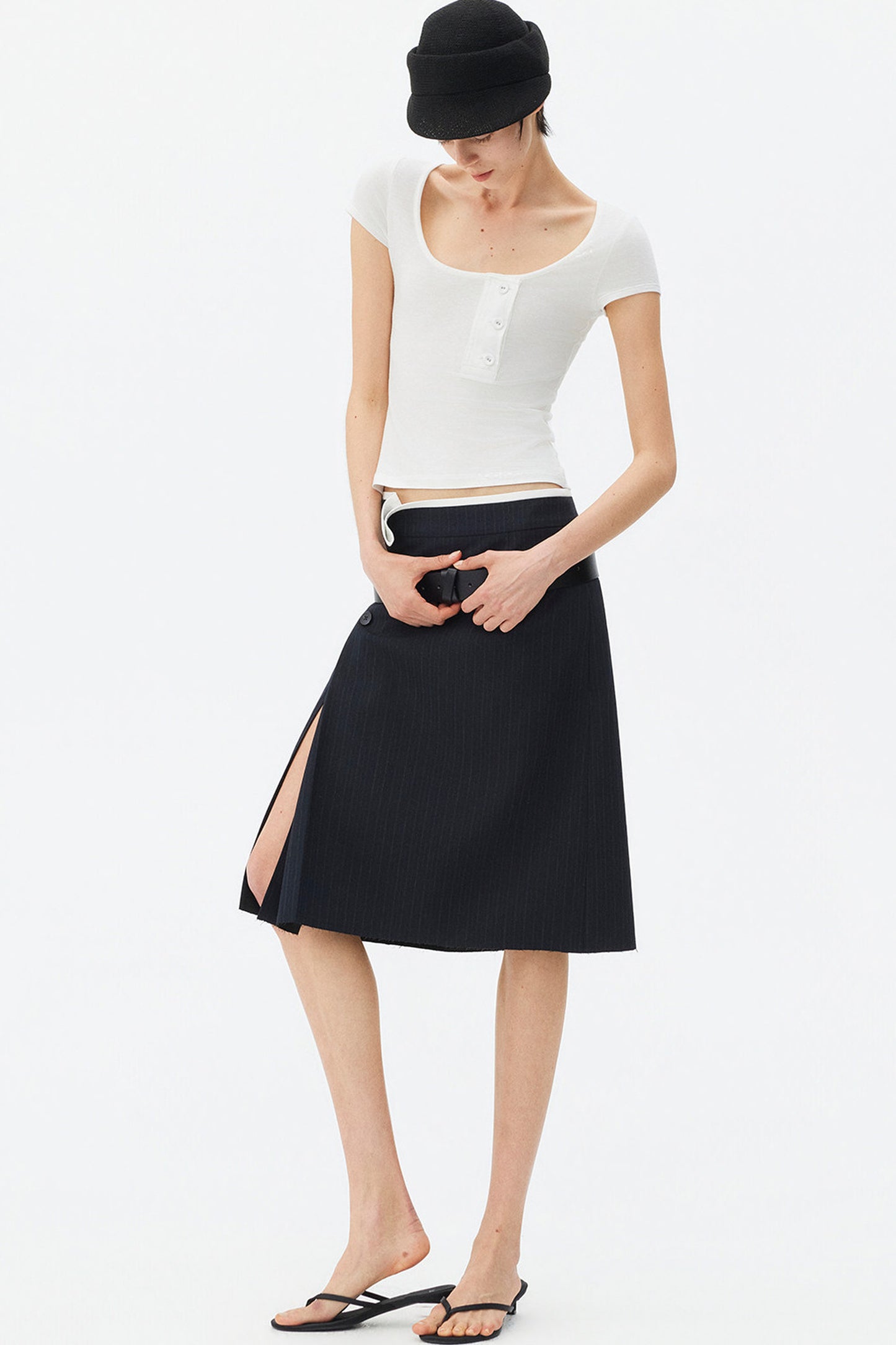 Deconstructed Asymmetrical Slit Skirt