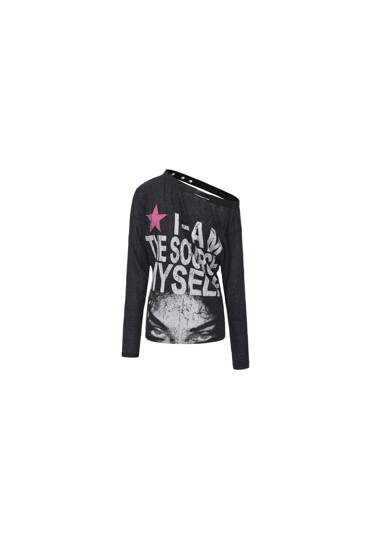 Asymmetrical Distressed Crushed Print T-Shirt