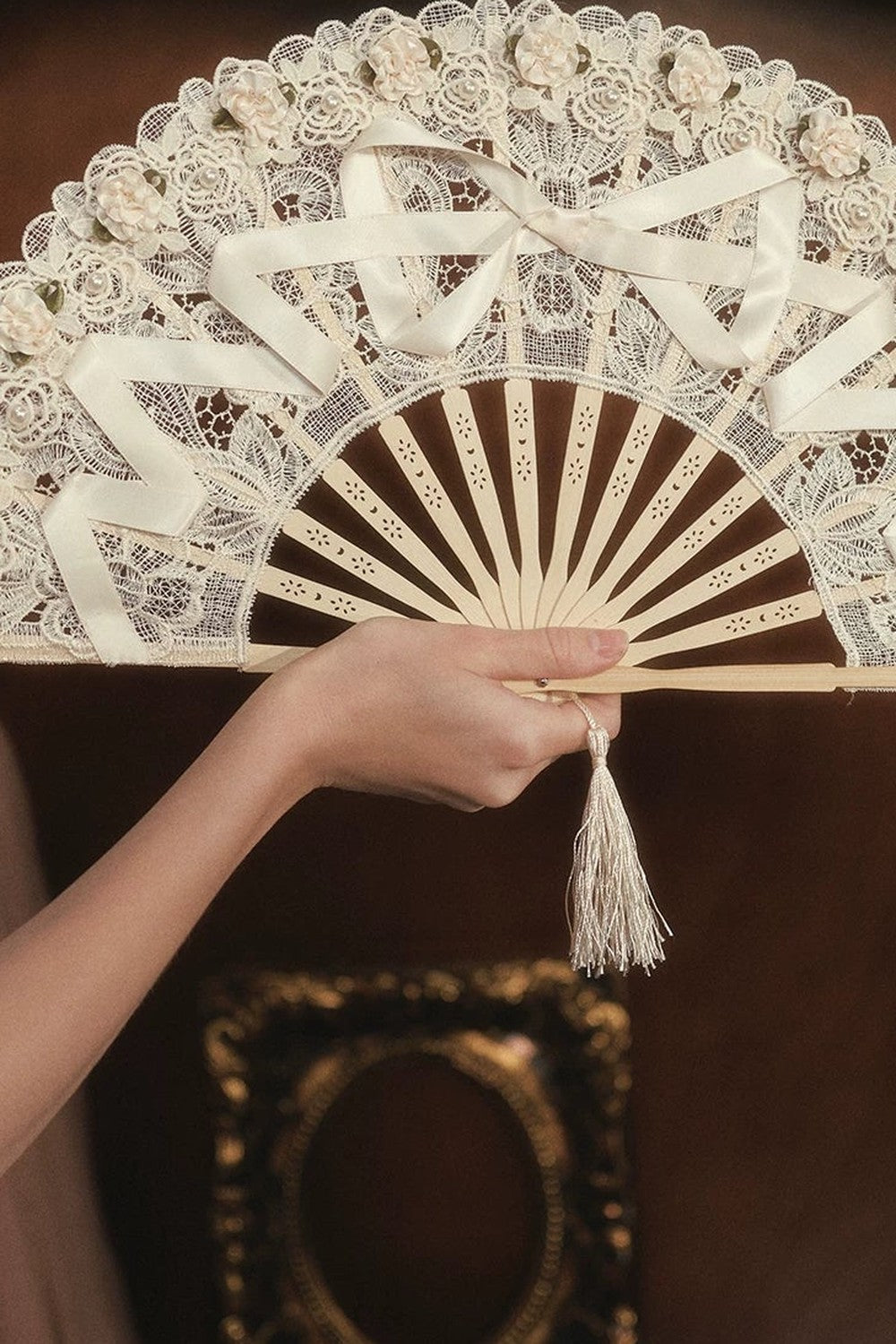 Antique Embroidered Folding Fan