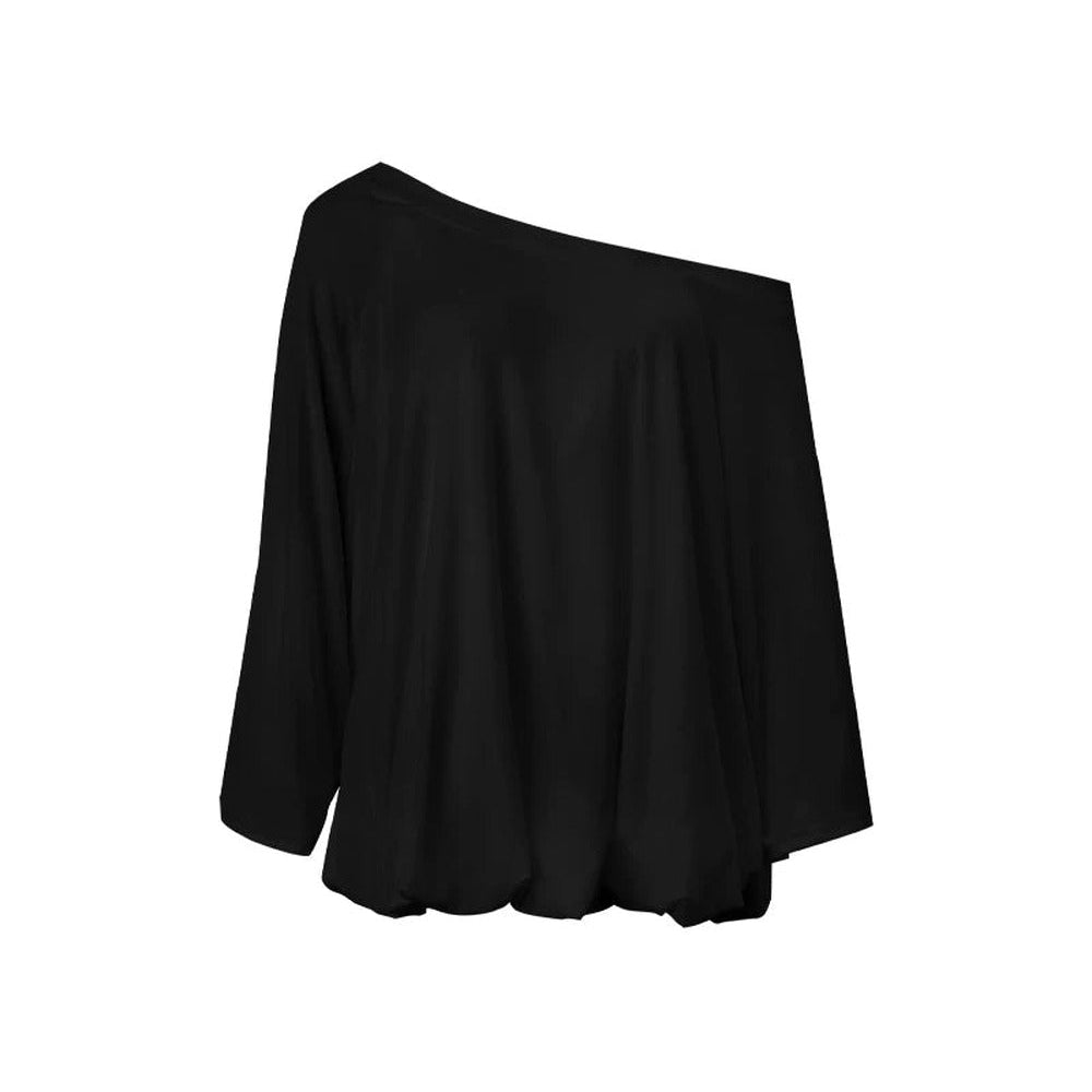 Blusa floreale con maniche a sbuffo e spalle scoperte