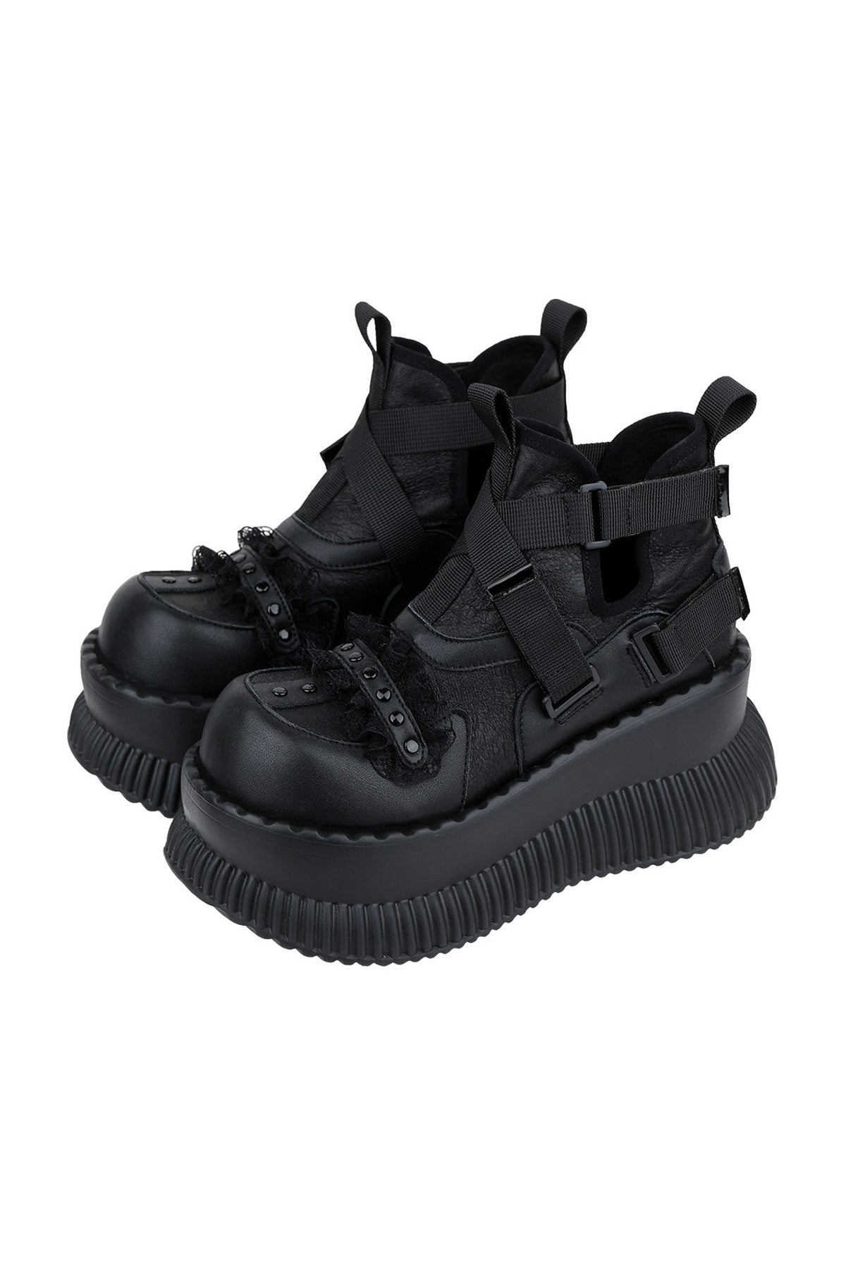 Dark Style Thick-Soled High-Top Boots