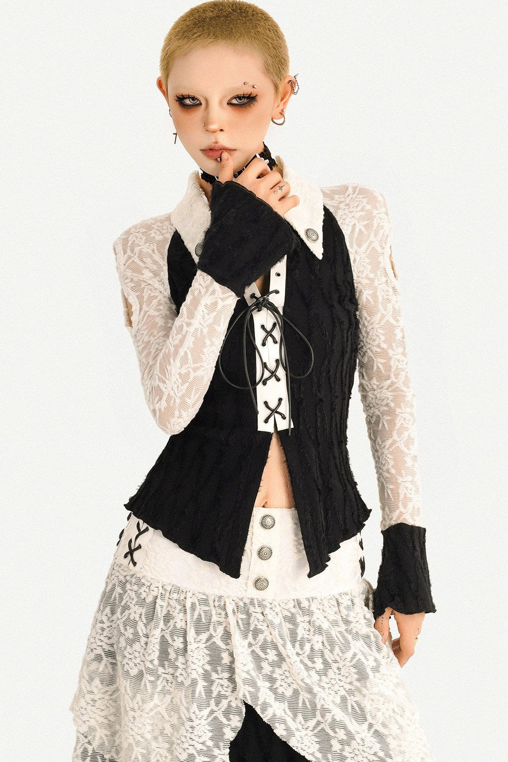Retro Patchwork Lace Skirt