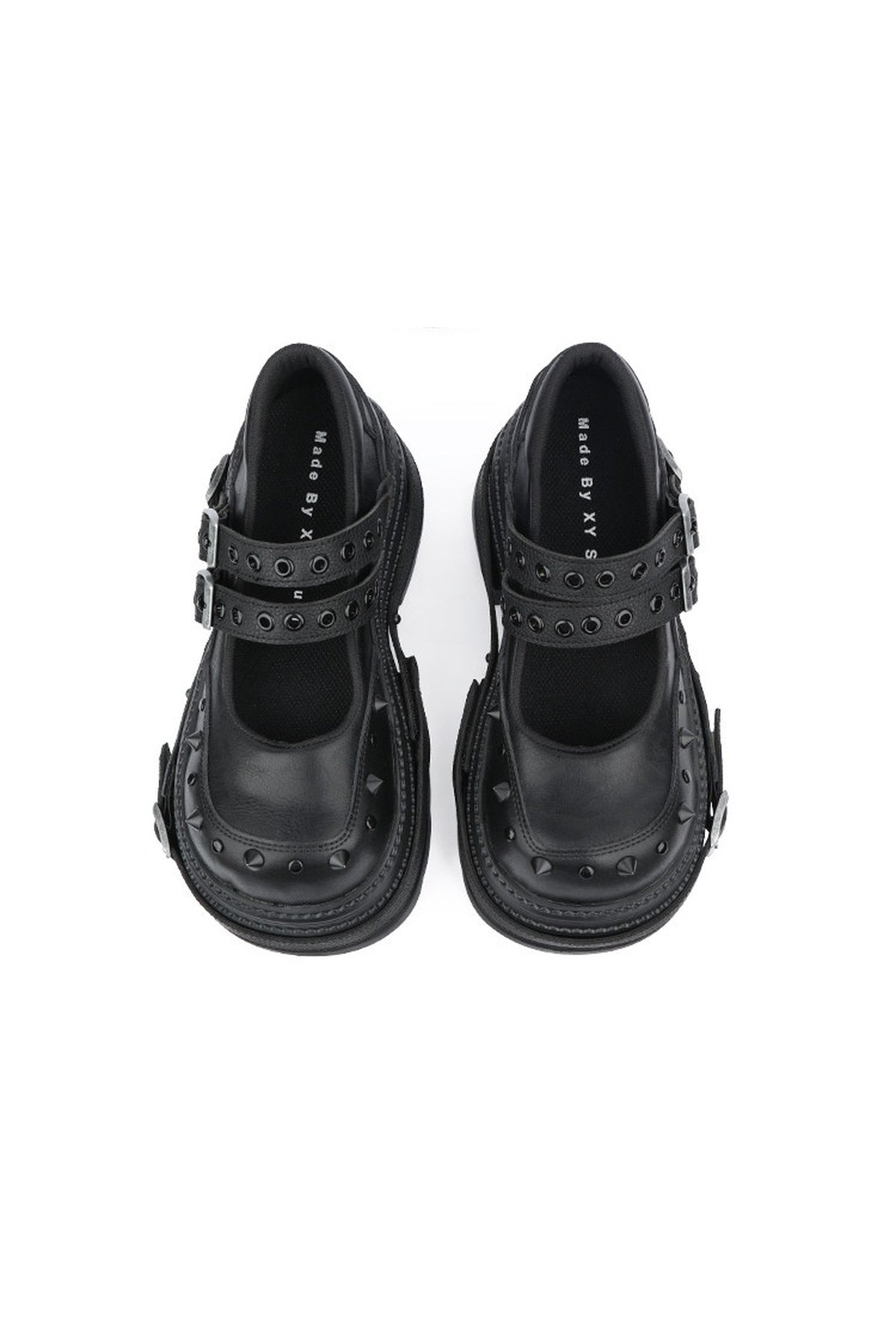 Studded Buckle Platform Mary Janes Shoes