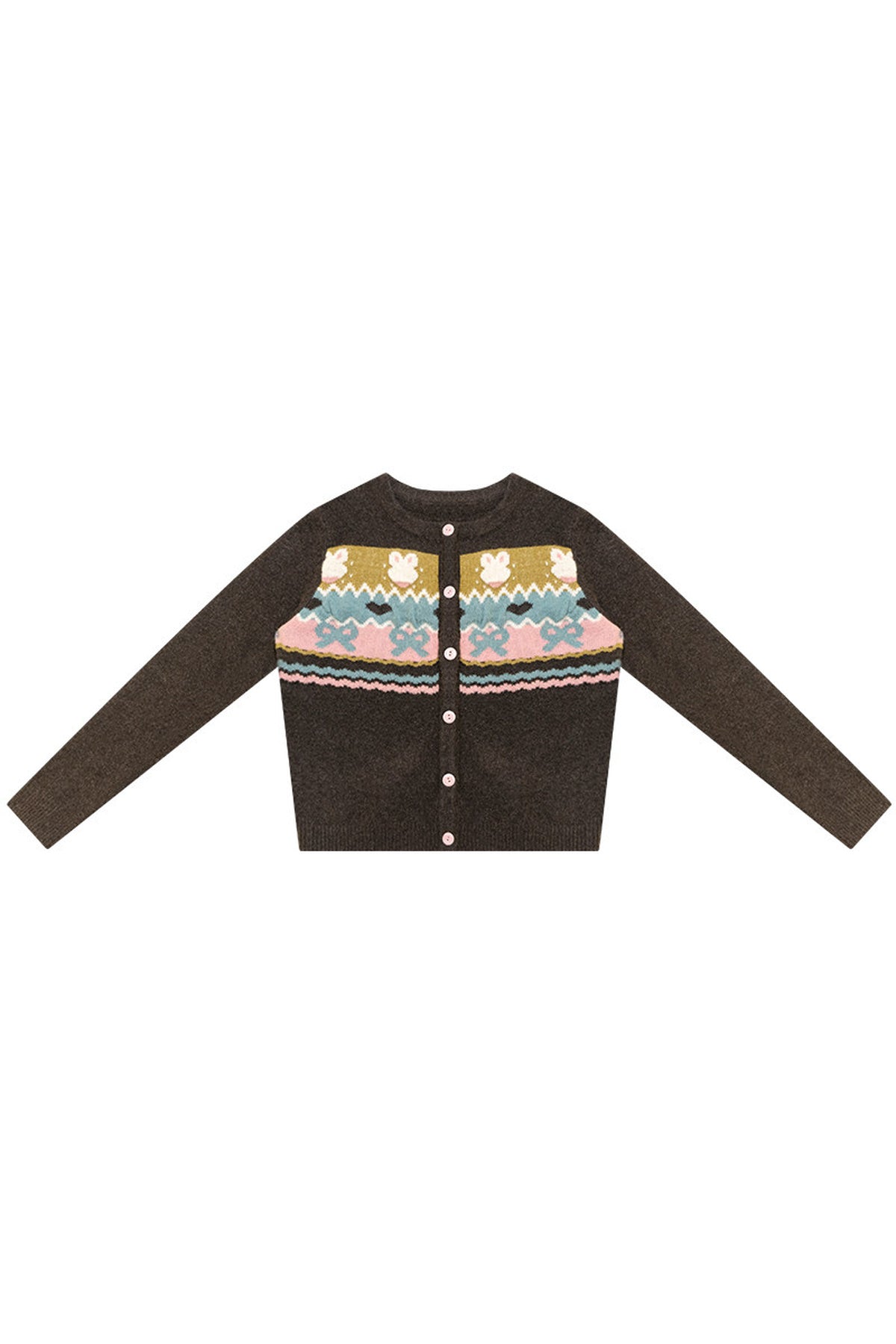 Brown Fair Isle Bunny Cardigan