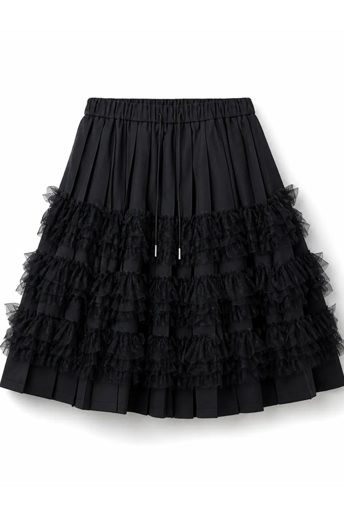 Jupe plissée en tulle superposé noir