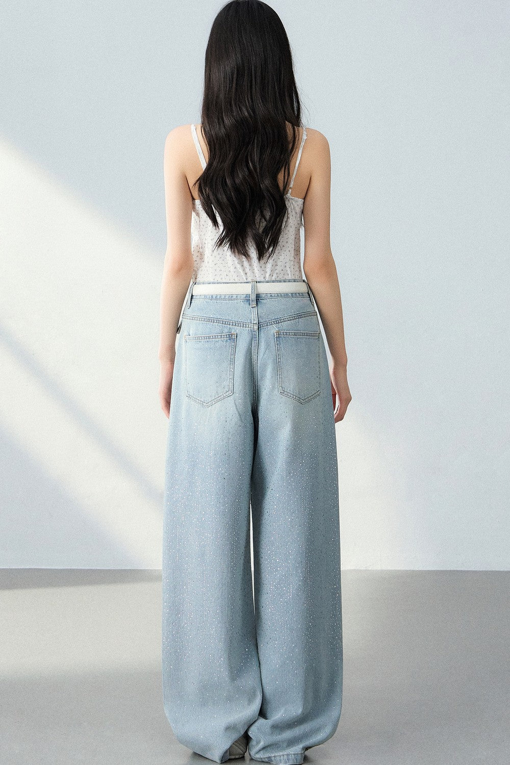 Starry Sky Rhinestone Denim Pants