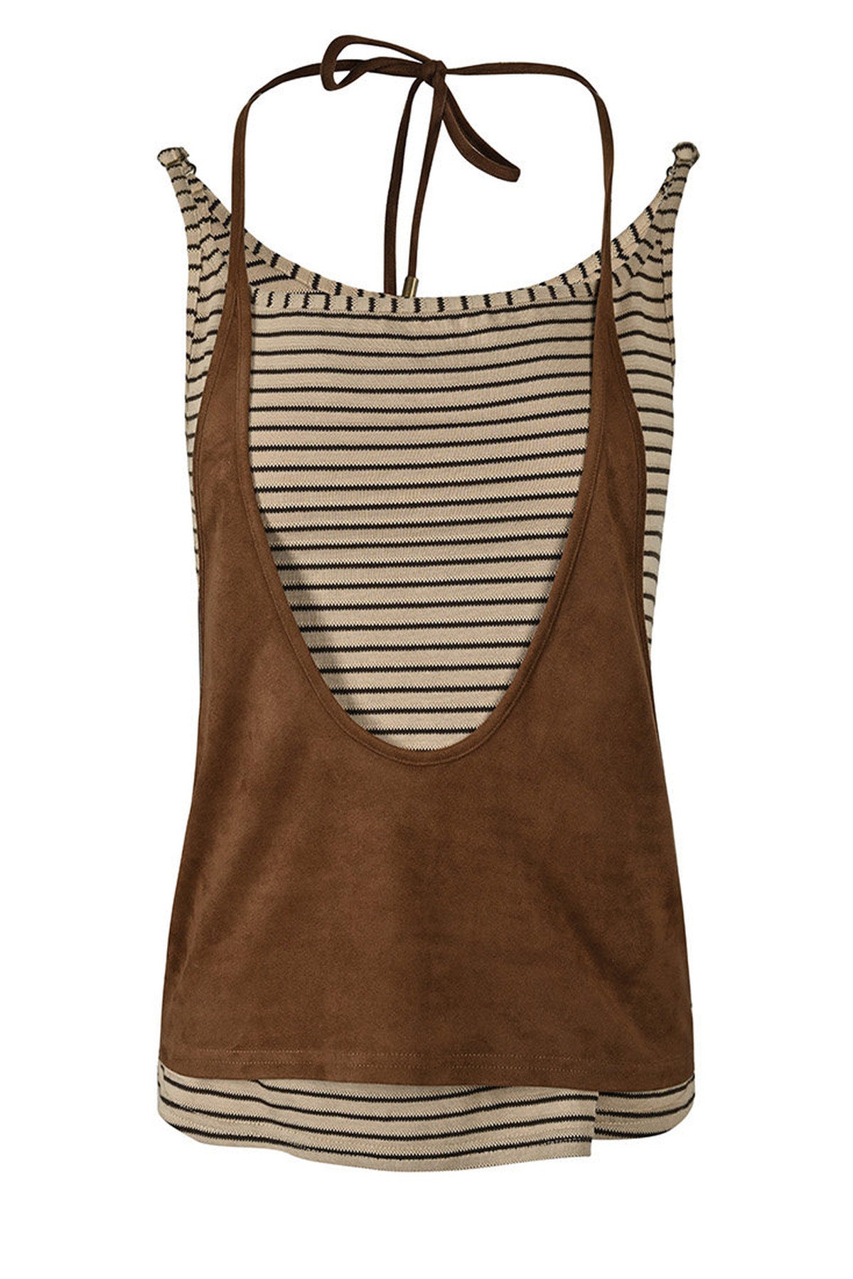 Striped Patchwork Halter Tank Top