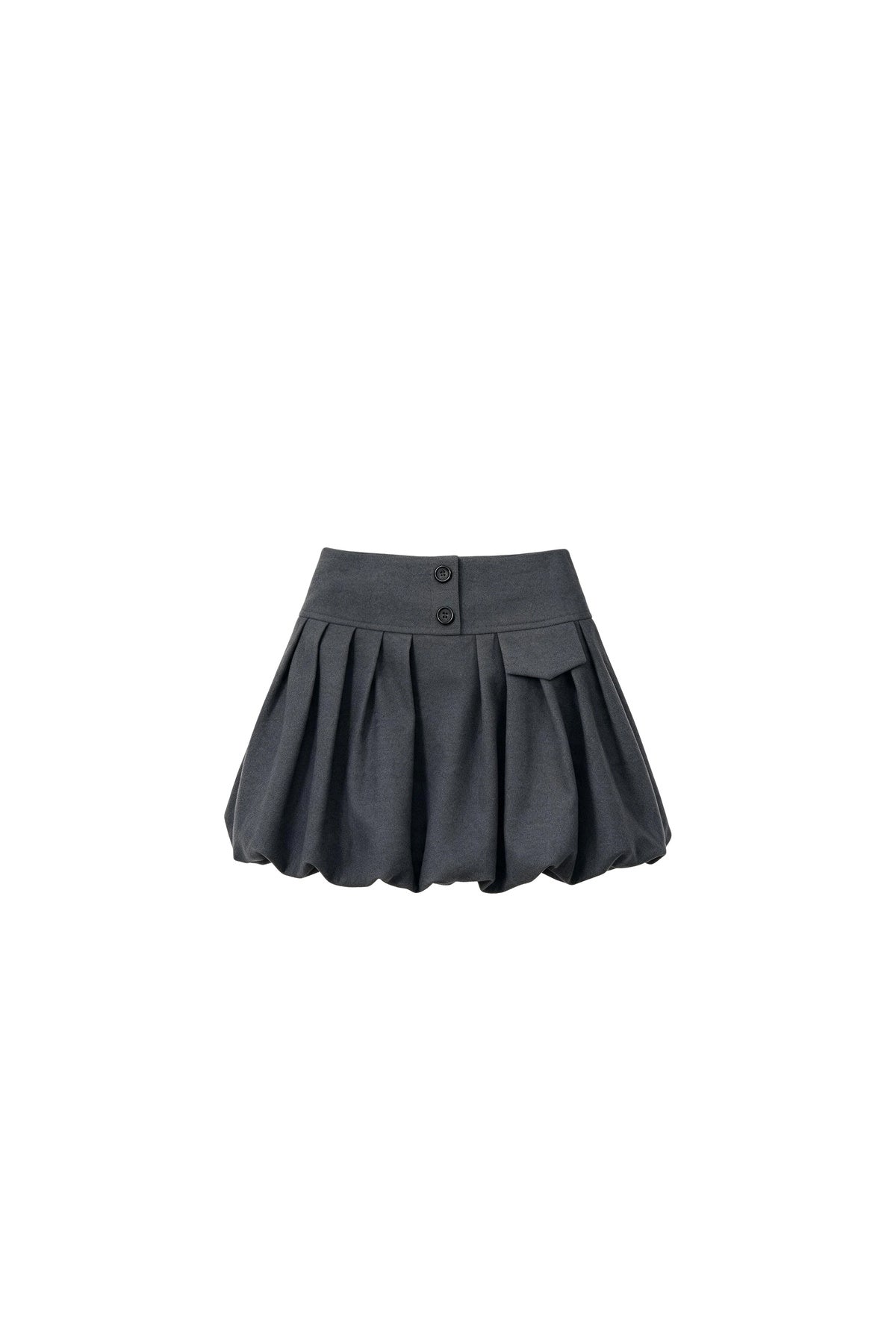 A-Line Pleated Pocket Bud Waist Skirt