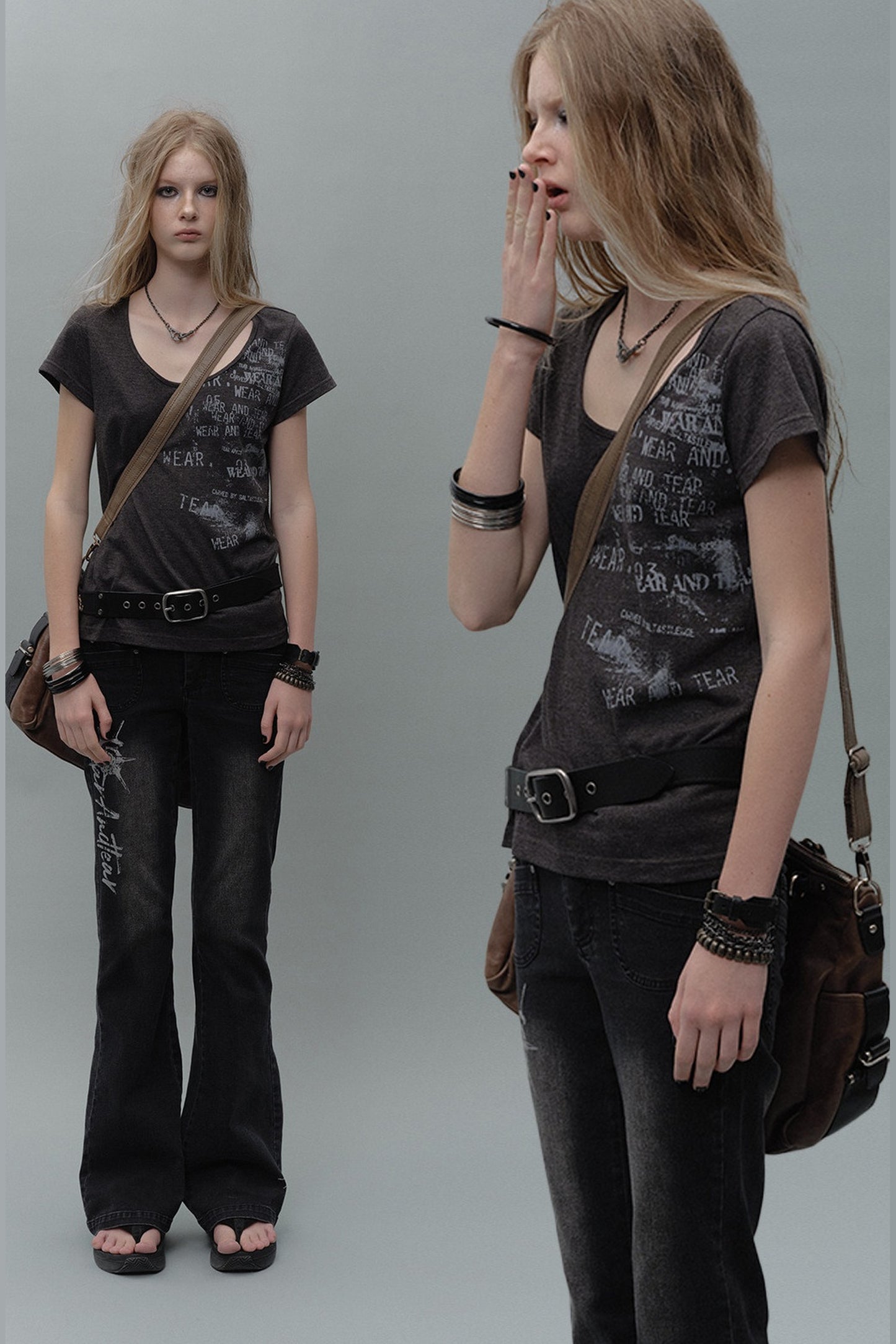 Irregular Distressed Print T-shirt