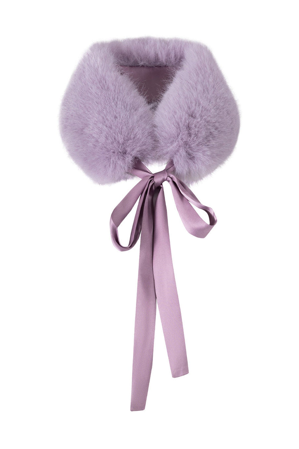 Faux Fur Neck Warmer Satin Tie Scarf
